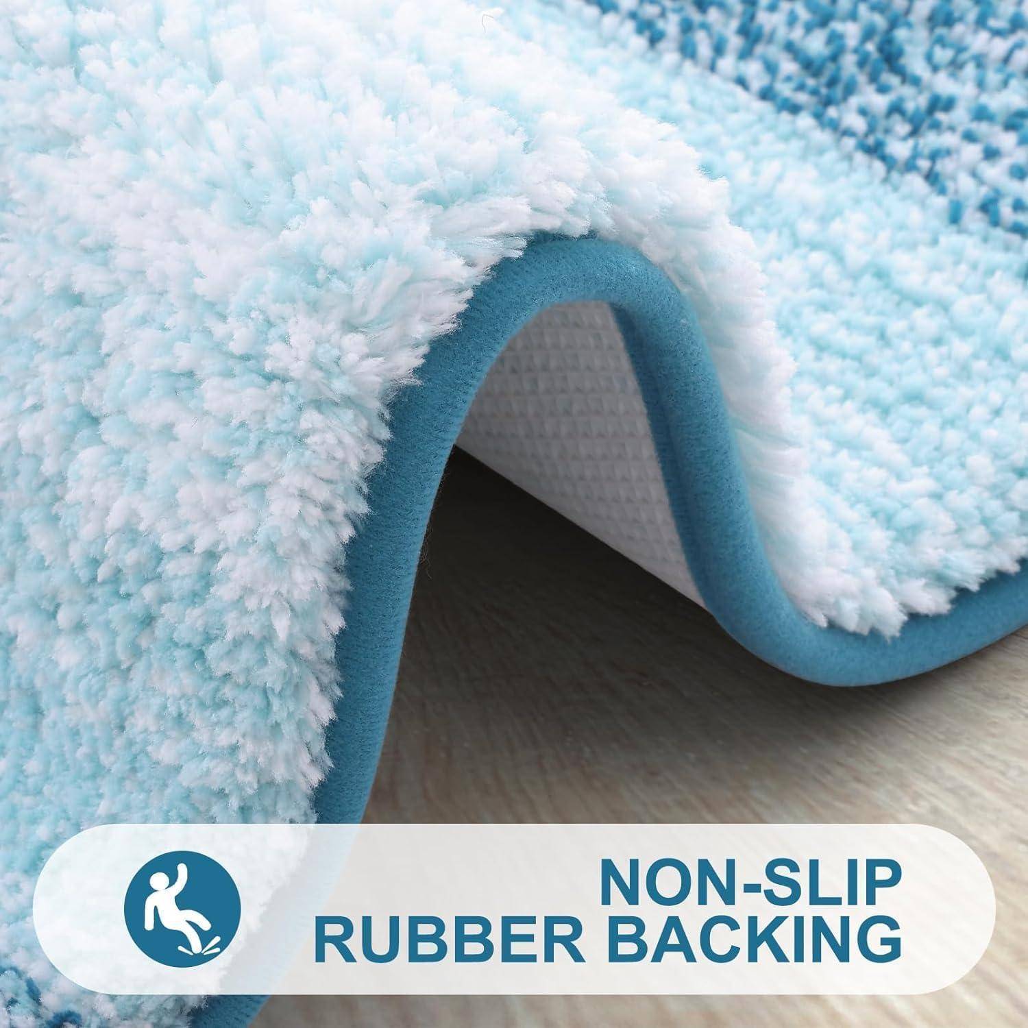 Badematte rutschfest waschbar Mikrofaser Hochflor 51x76 cm Pfau Blau