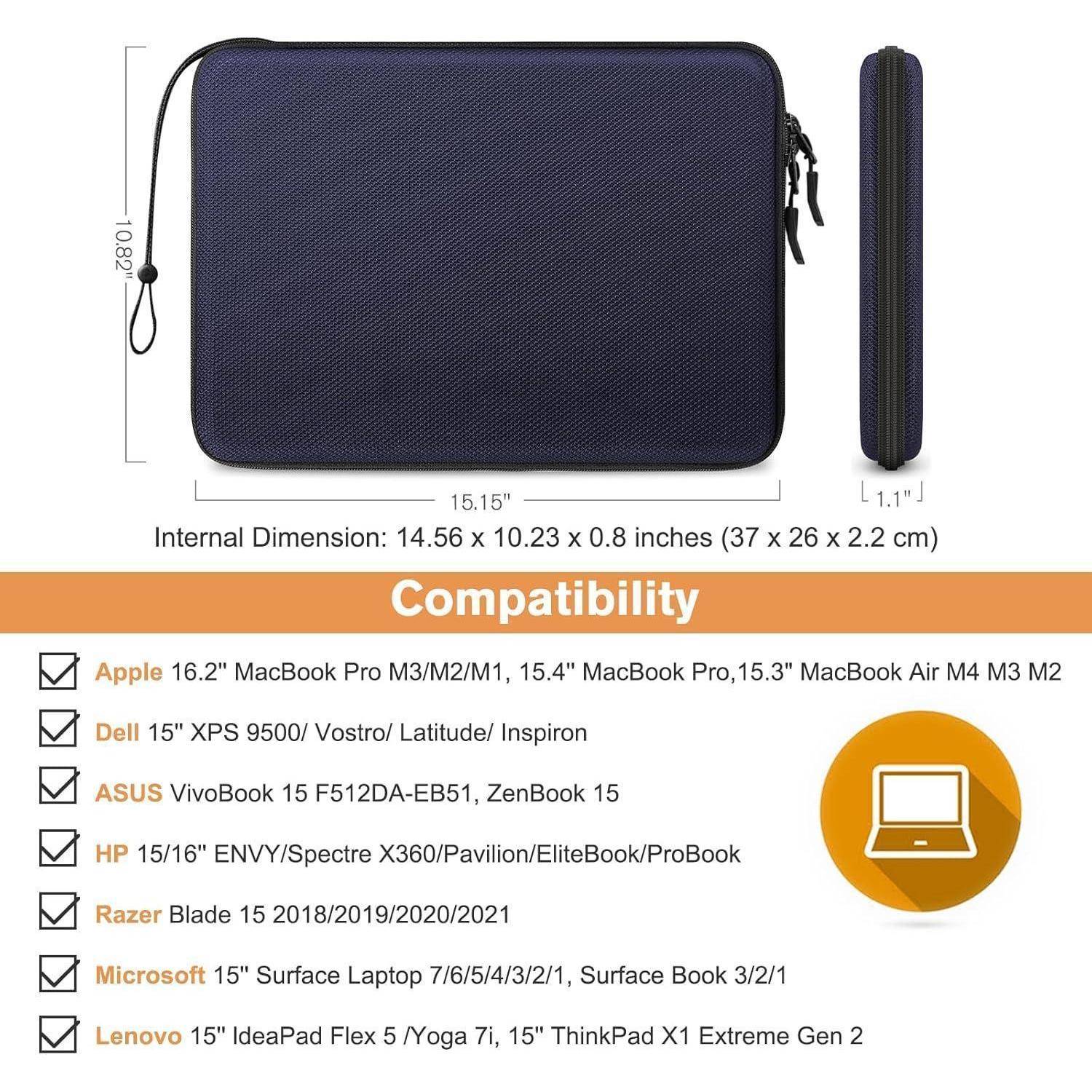 Laptoptasche 15,3 16 15,4 MacBook Air Pro stoßfest ZB -Marineblau