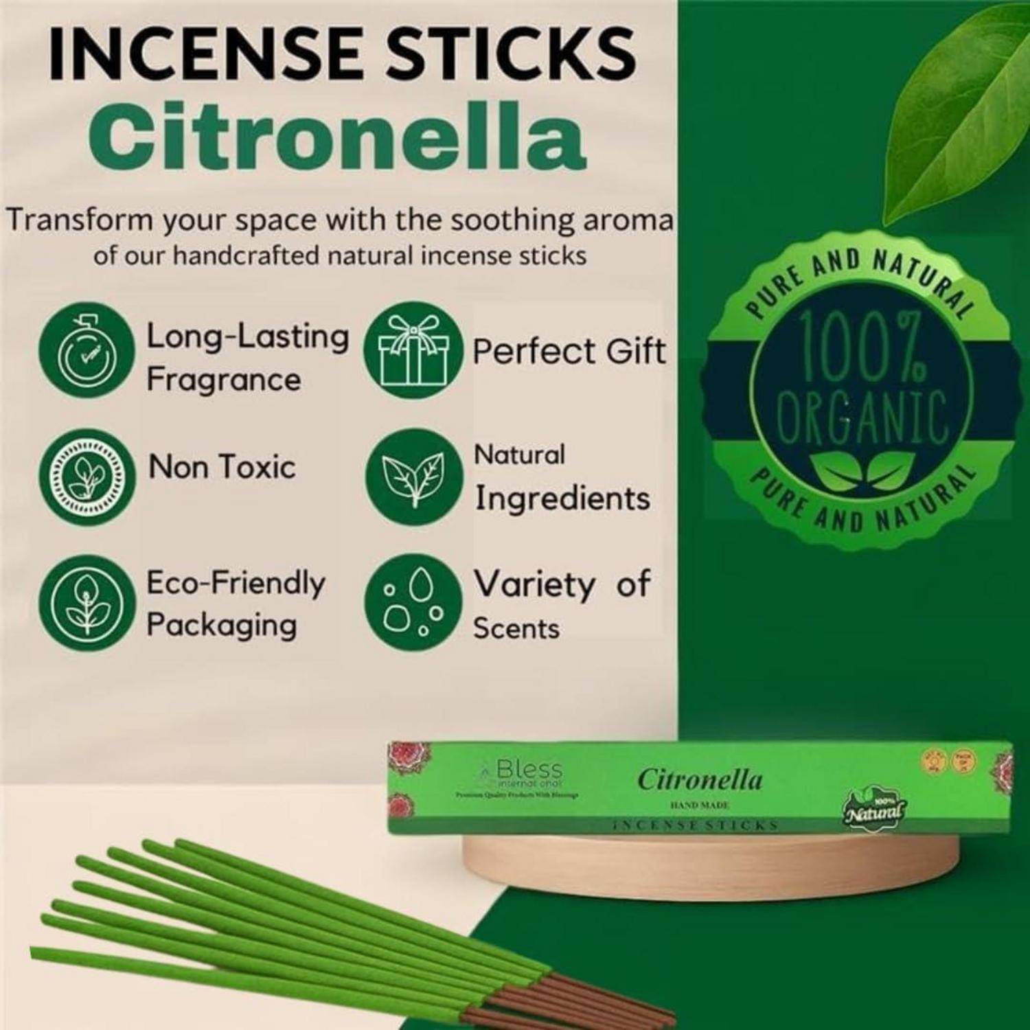 Räucherstäbchen Handgedippt Bio Citronella 25 Sticks 40 GM