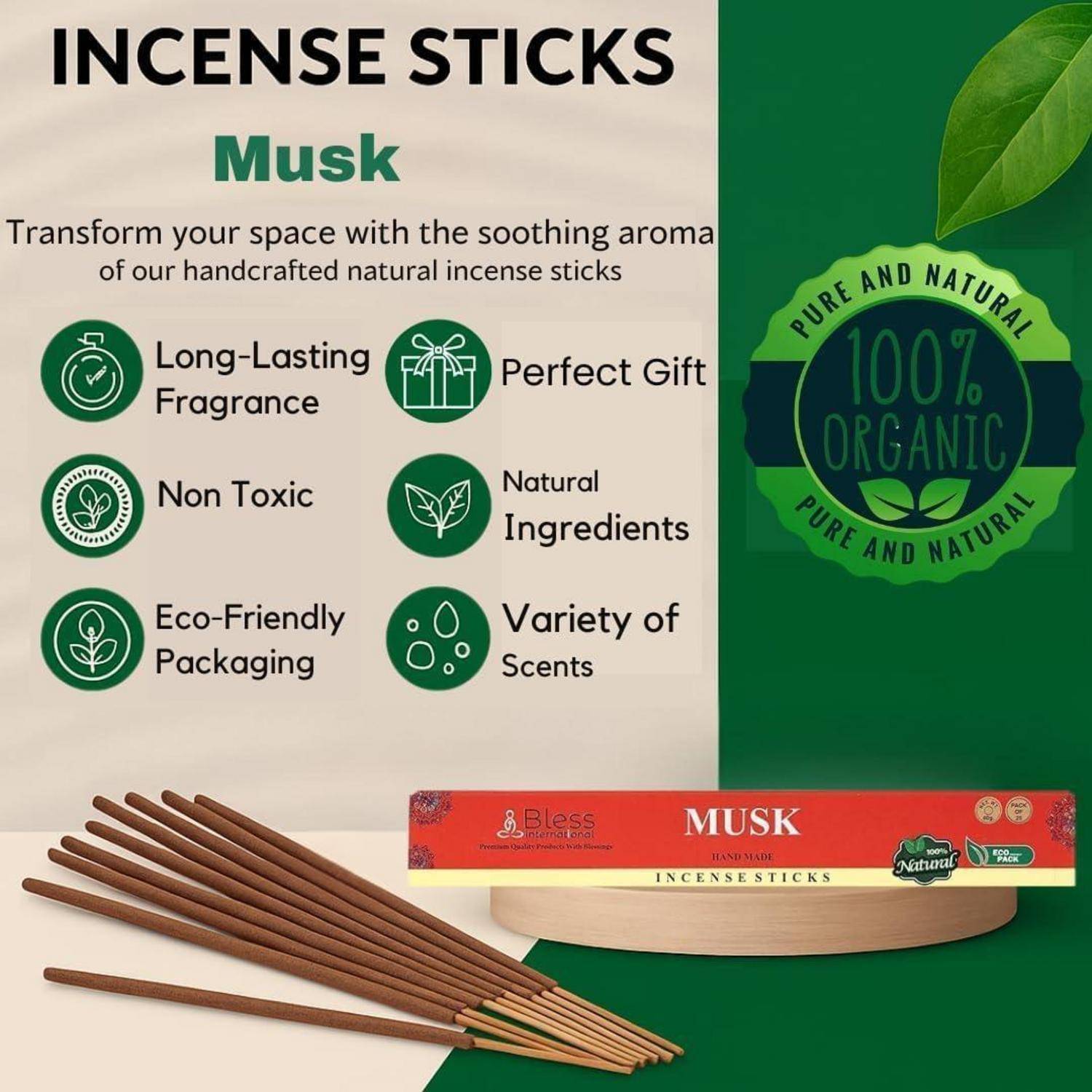 Räucherstäbchen Musk 25Stäbchen 100natürlich Musk 25 Sticks 40GM