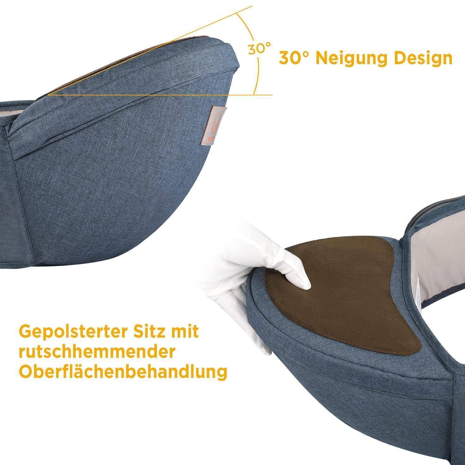 Hüftsitz Baby Hocker 4 Positionen 0 36 Monate 2-Denim Blau-polyester
