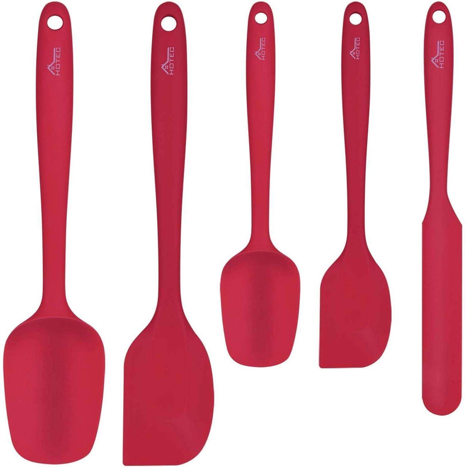 Spatel Silikon Teigschaber Set 5er Backen Kochen Mischen Rot