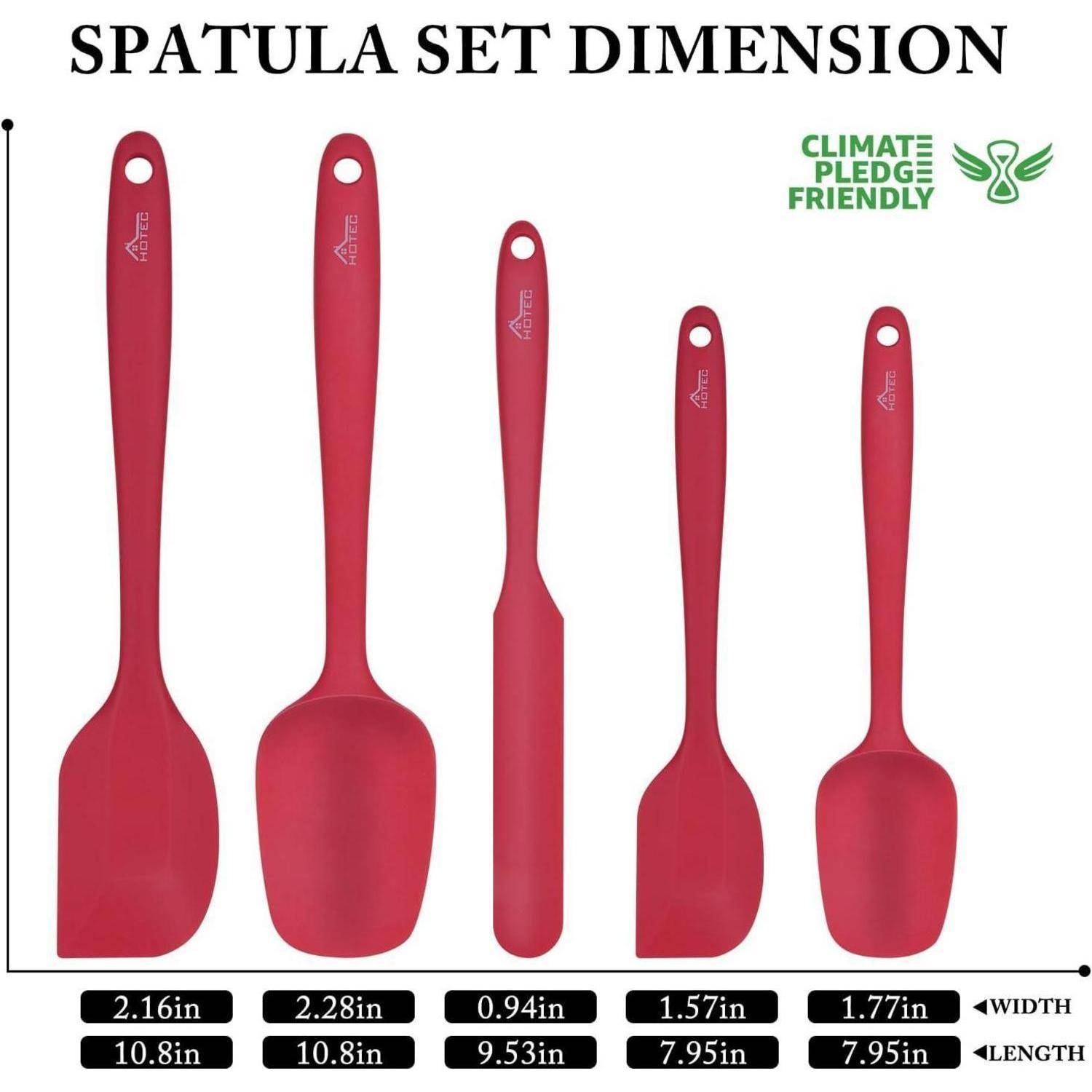 Spatel Silikon Teigschaber Set 5er Backen Kochen Mischen Rot