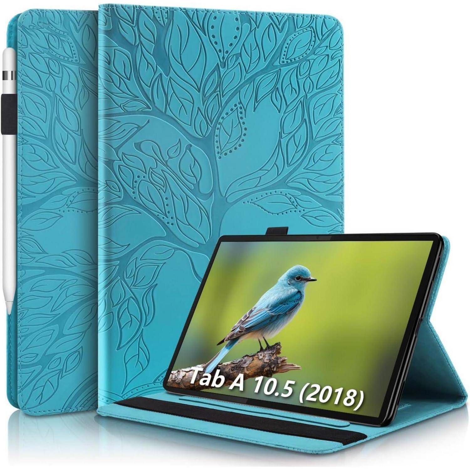 Tablet Hülle Tab A 10.5 Zoll 2018 PU Leder Flip Ständer Baum Blau