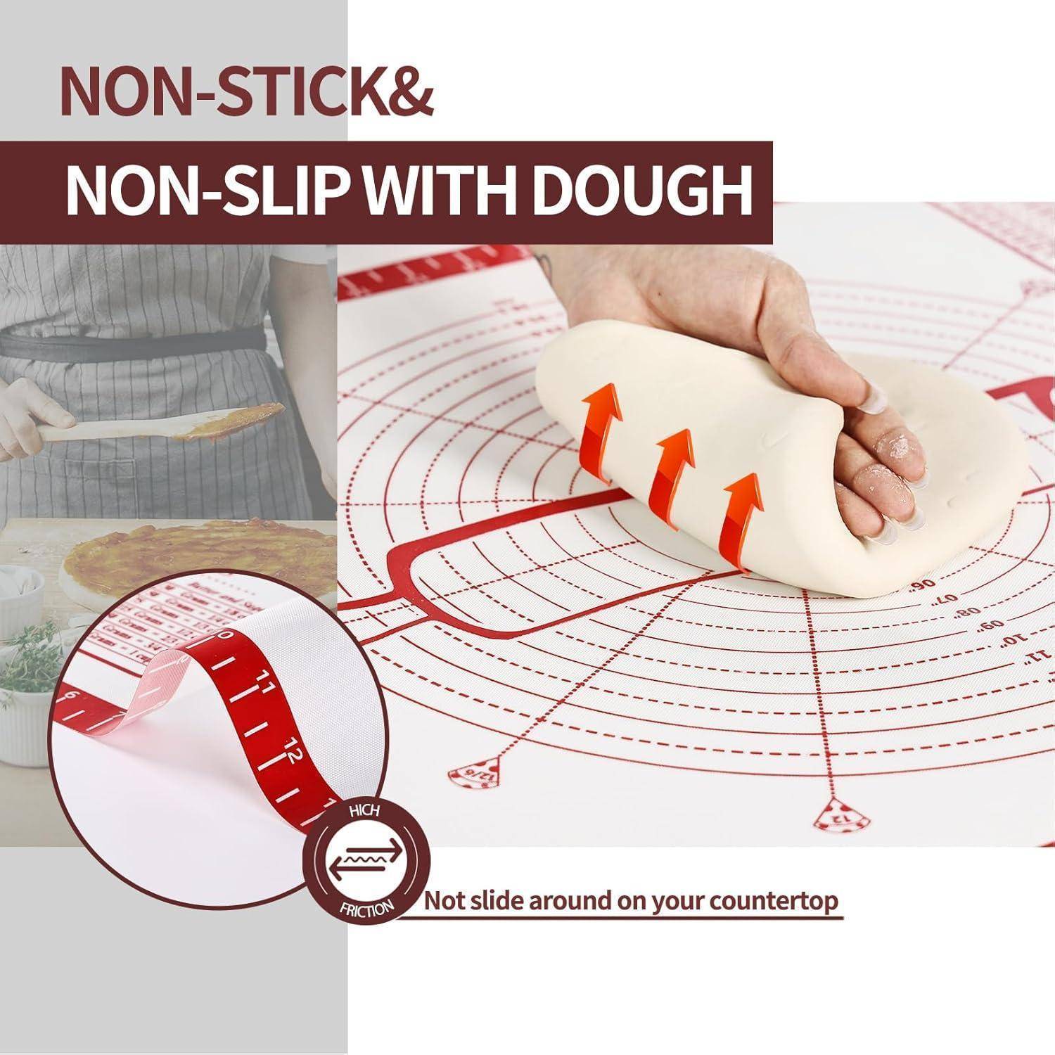 Backmatte Silikon Ausrollmatte Teigmatte Messung Fondant 80x60cm Rot