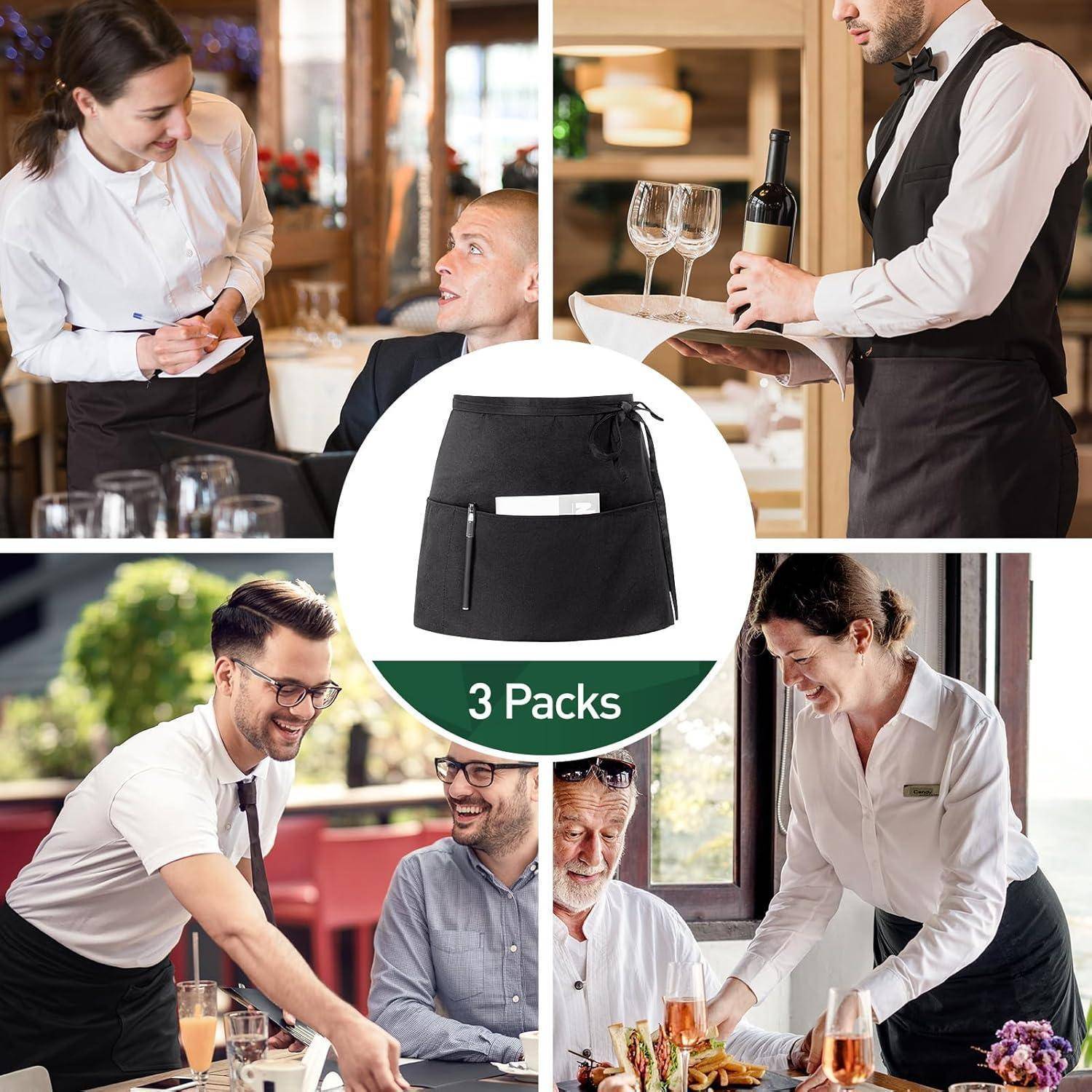 Schürze Wasserdicht Kochschürze 2 Taschen Grillschürze Kurz Schwarz