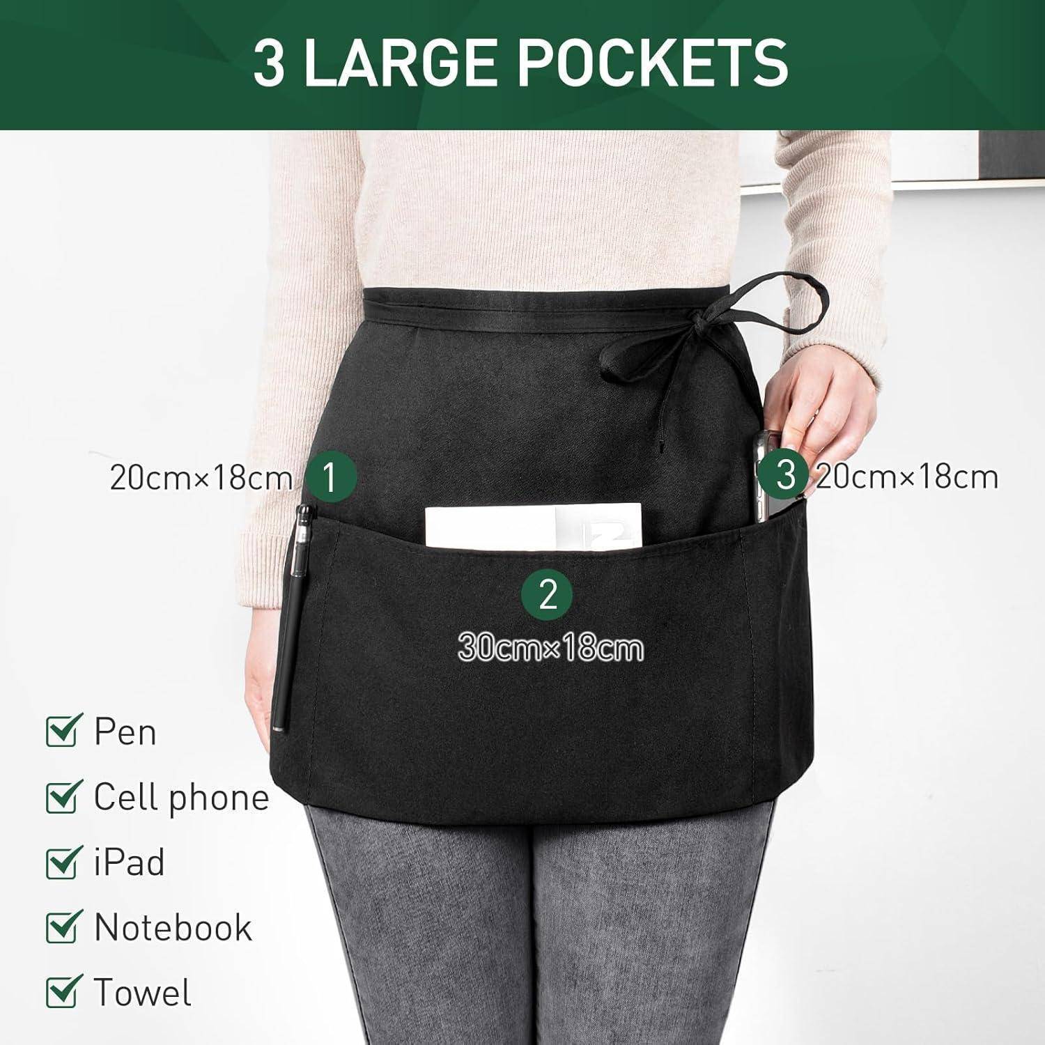 Schürze Wasserdicht Kochschürze 2 Taschen Grillschürze Kurz Schwarz