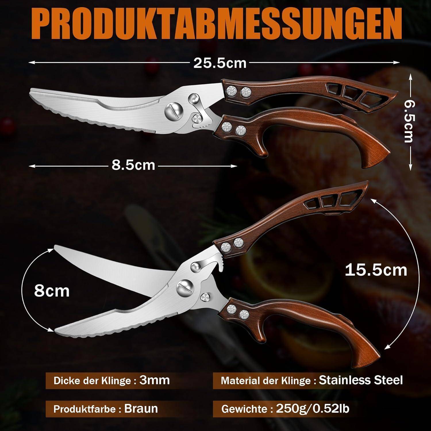 Geflügelschere Küchenschere Knochenschere Edelstahl Traditionell