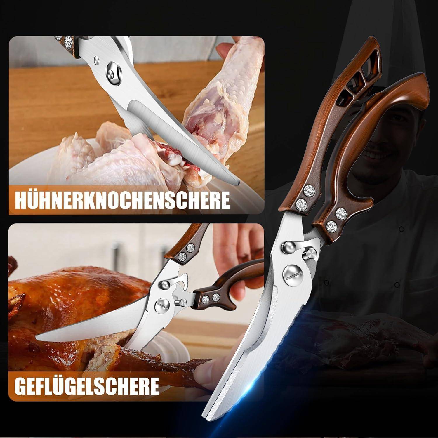 Geflügelschere Küchenschere Knochenschere Edelstahl Traditionell