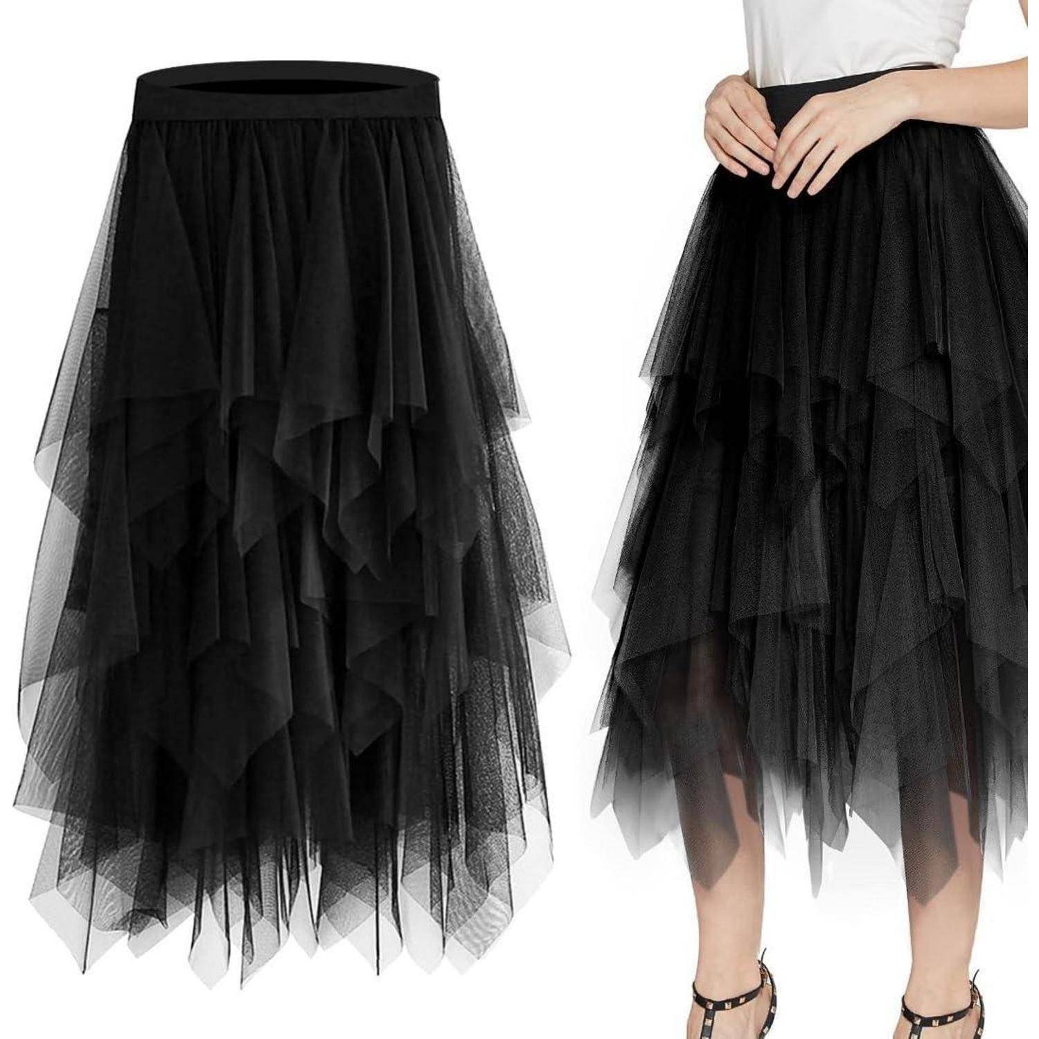 Tüllrock Damen Karneval Kostüm Vintage Kleid Schwarz