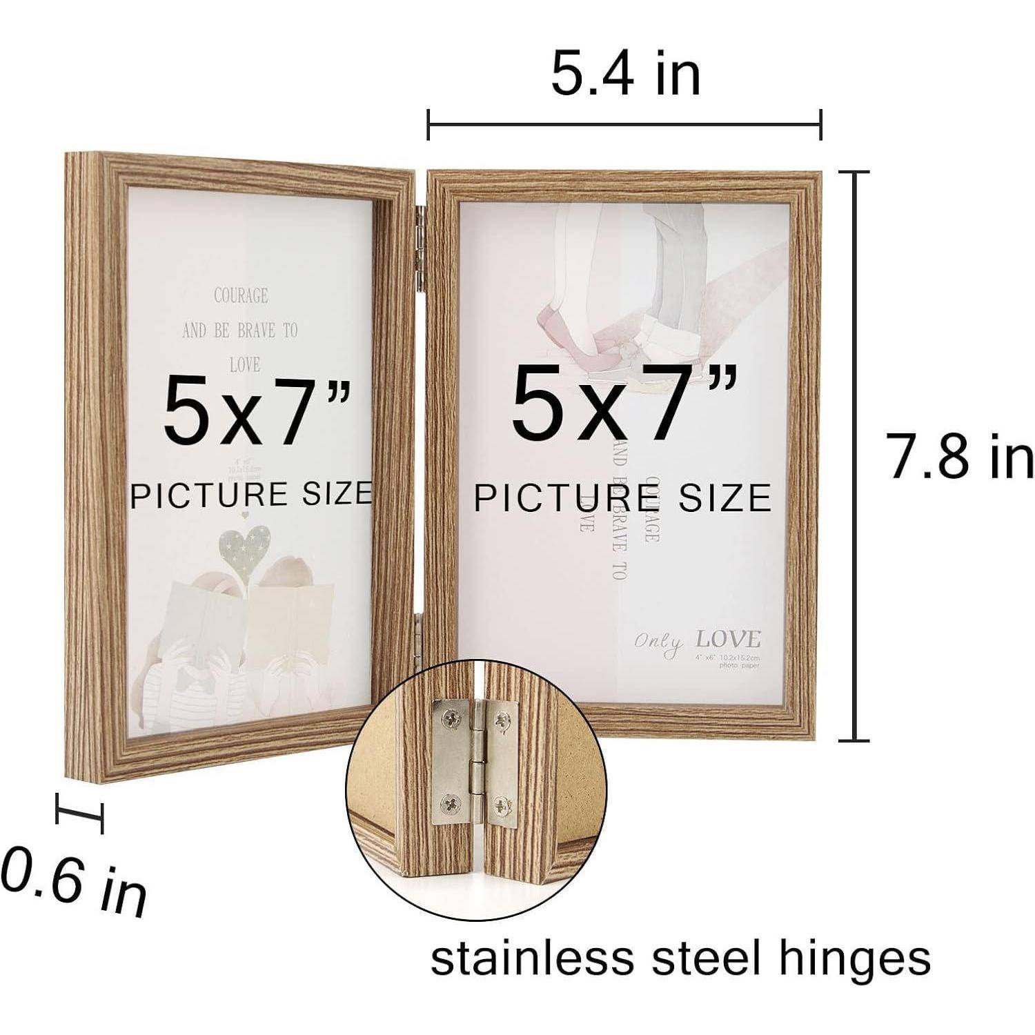 Bilderrahmen Doppel Klappbar Glasfront 13x18cm Holzmaserung