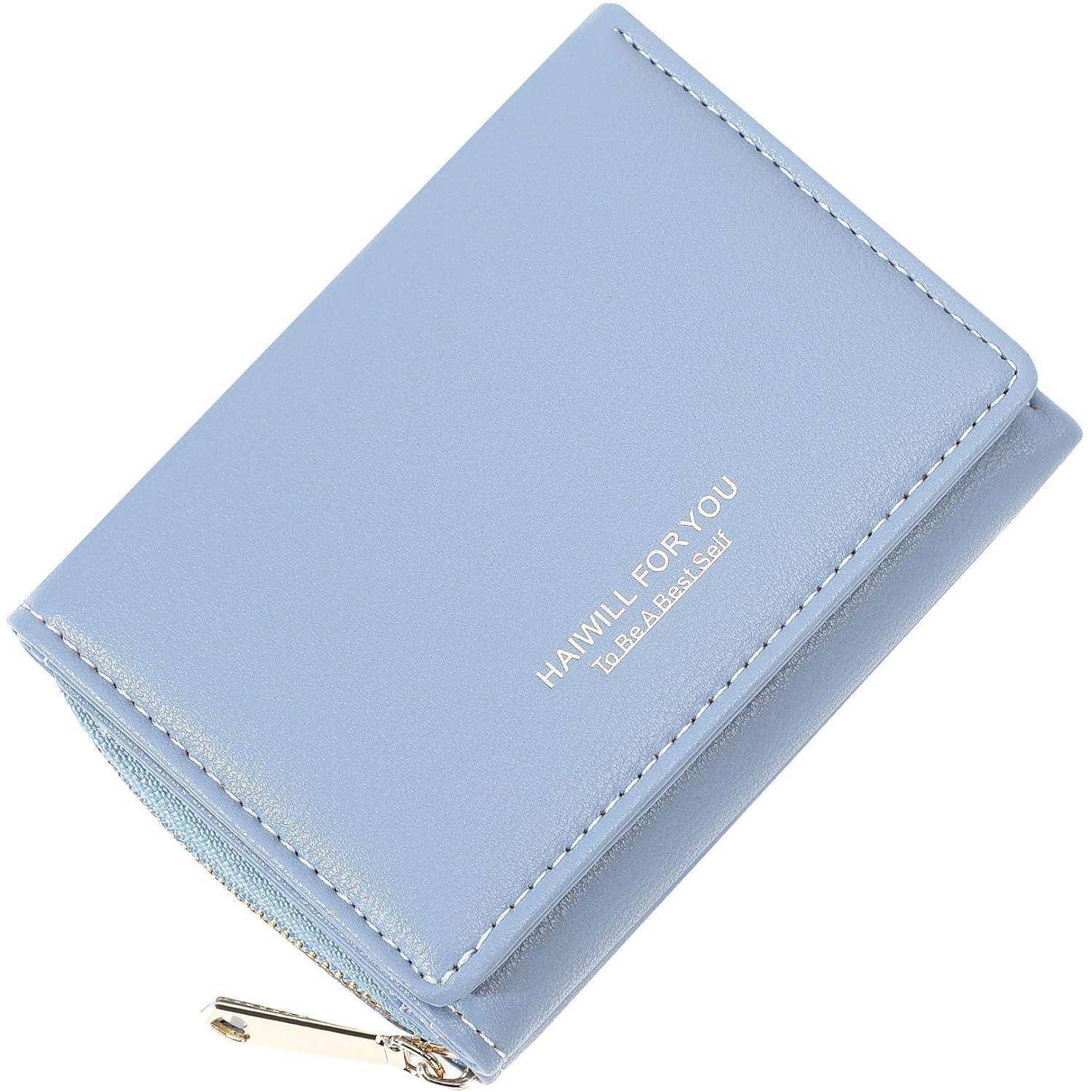 Geldbörse Mini Damen Leder Großkapazität Fächer Blau