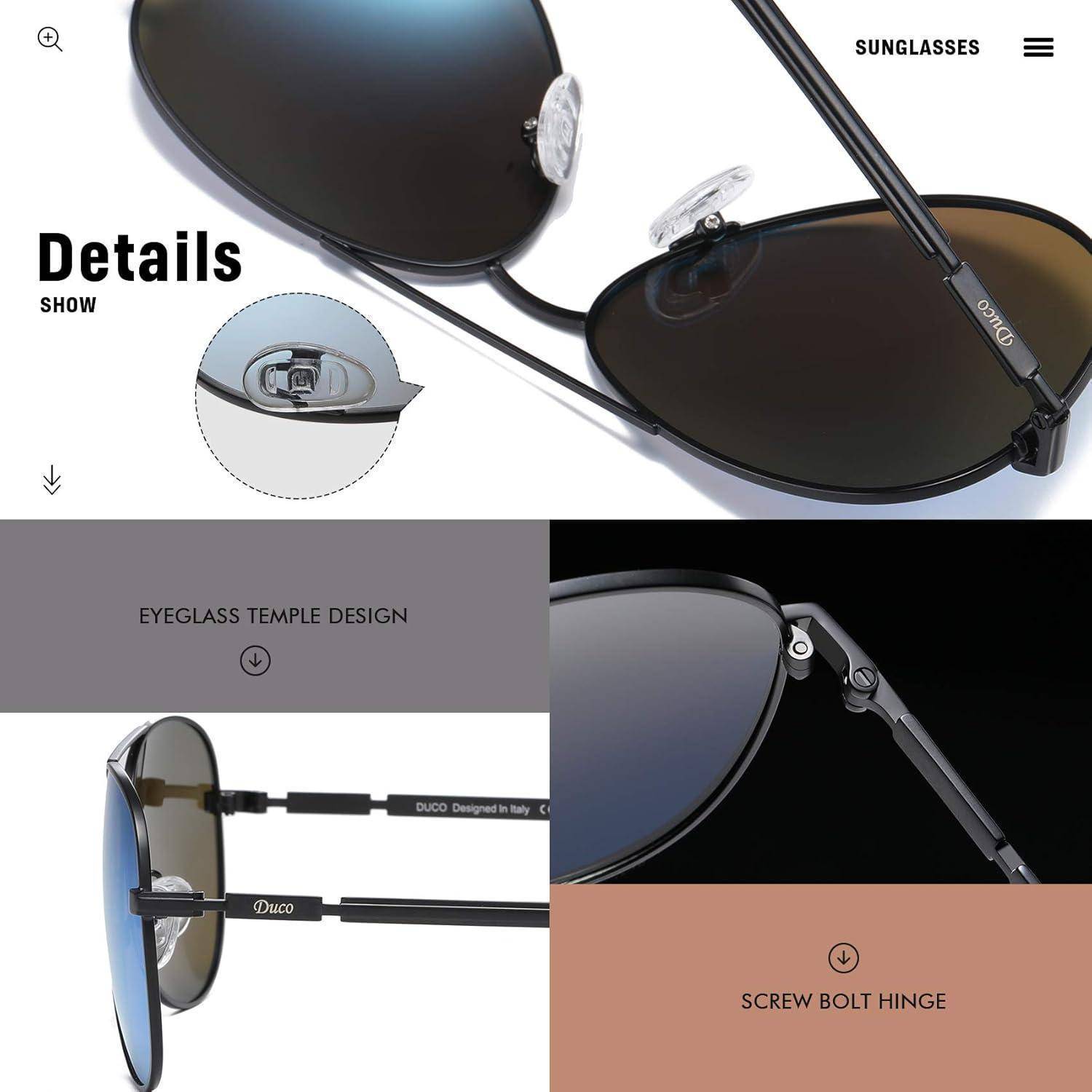 Sonnenbrille Pilotenbrille Herren Gestell Schwarz Gläser Blau