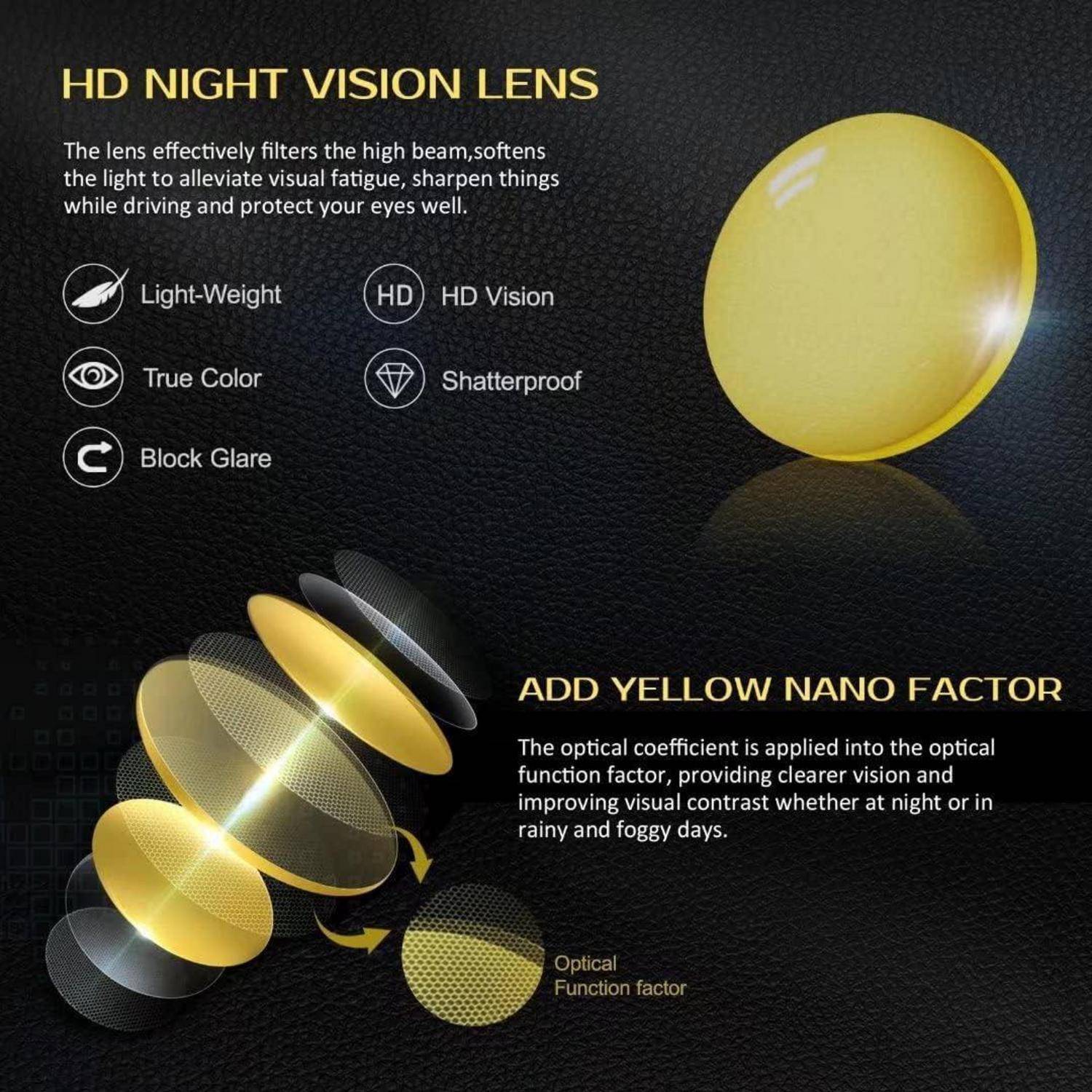 Sonnenbrille Polarisiert 1 Transparent Rahmen Gelb Nachtfahrglas