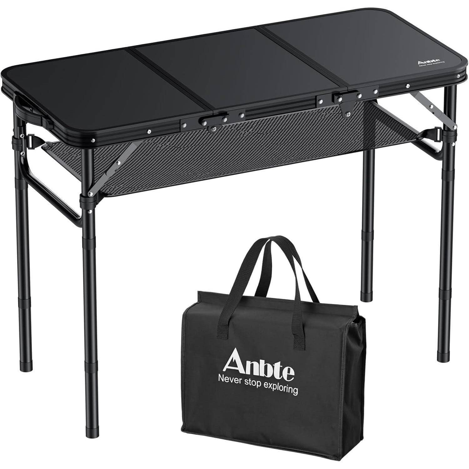 Campingtisch klappbar Alu 88x40cm höhenverstellbar Ganz Schwarz