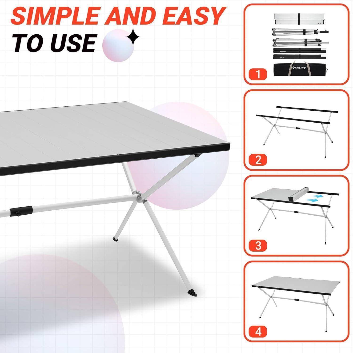 Campingtisch klappbar Aluminiumrahmen aufrollbar #6p X Ultraleicht