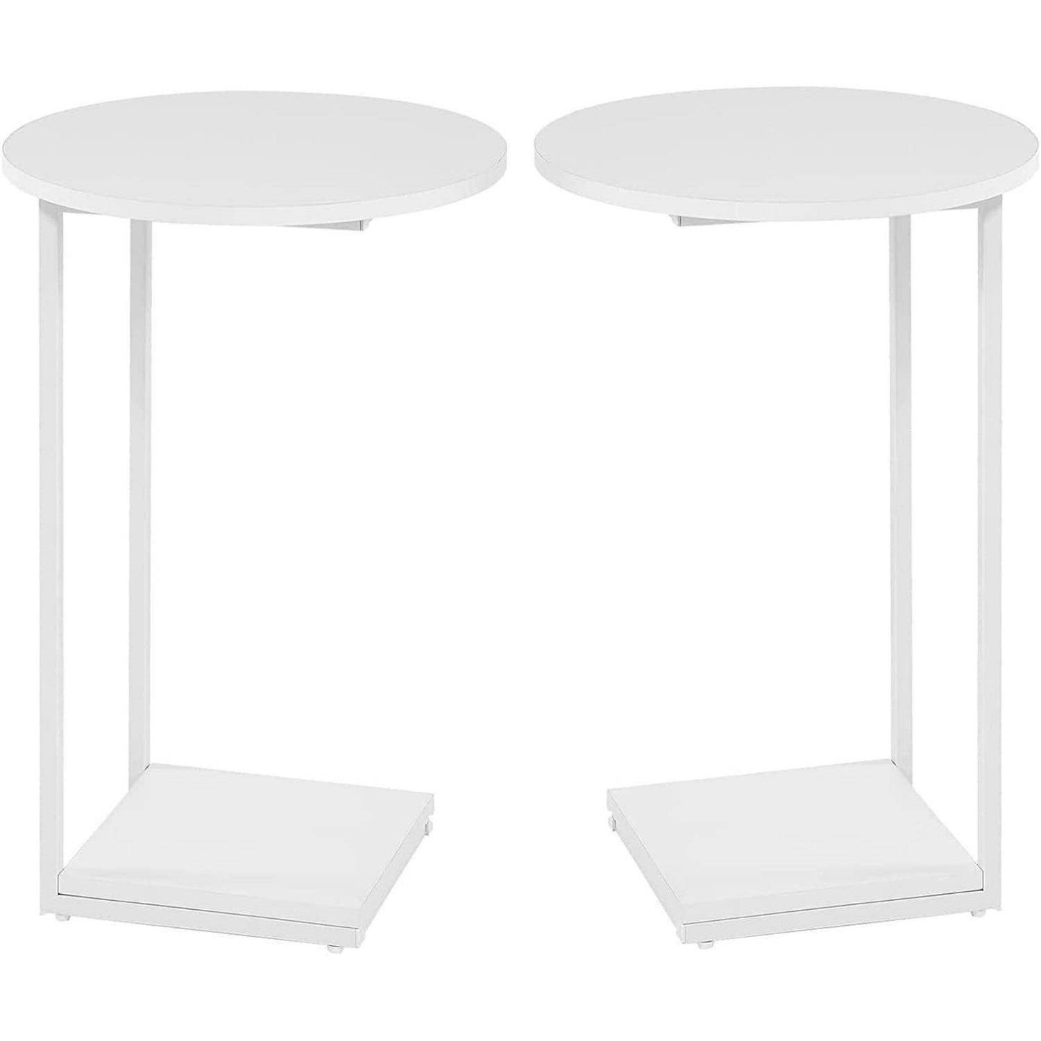 Beistelltisch Cförmiger 2er Nachttisch Weiß 40*40*60cm(2er Set)