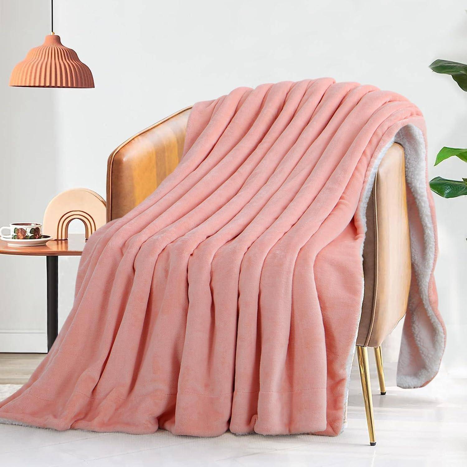 Kuscheldecke Sofadecke Couchdecke Sherpa Fleece 150 x 200 cm Rosa