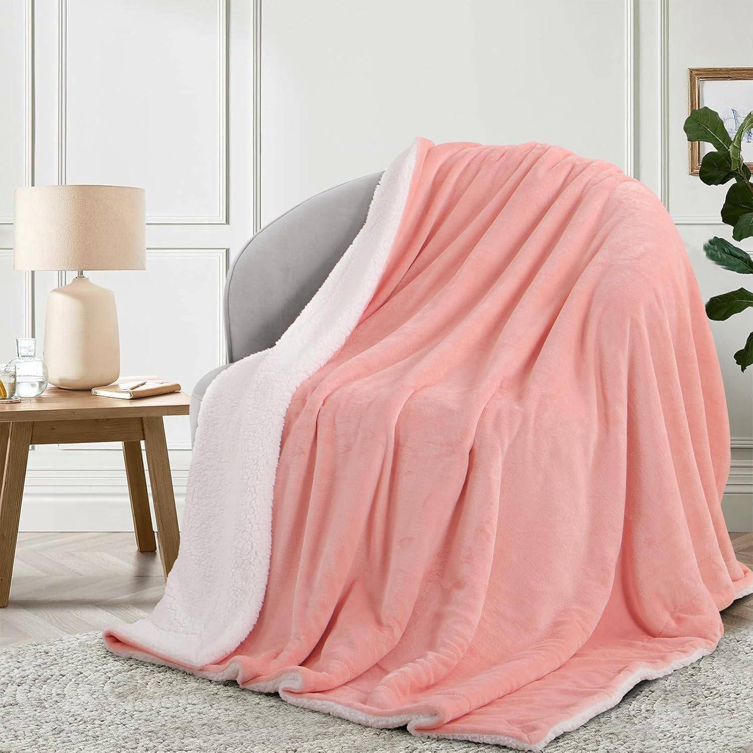 Kuscheldecke Sofadecke Couchdecke Sherpa Fleece 150 x 200 cm Rosa