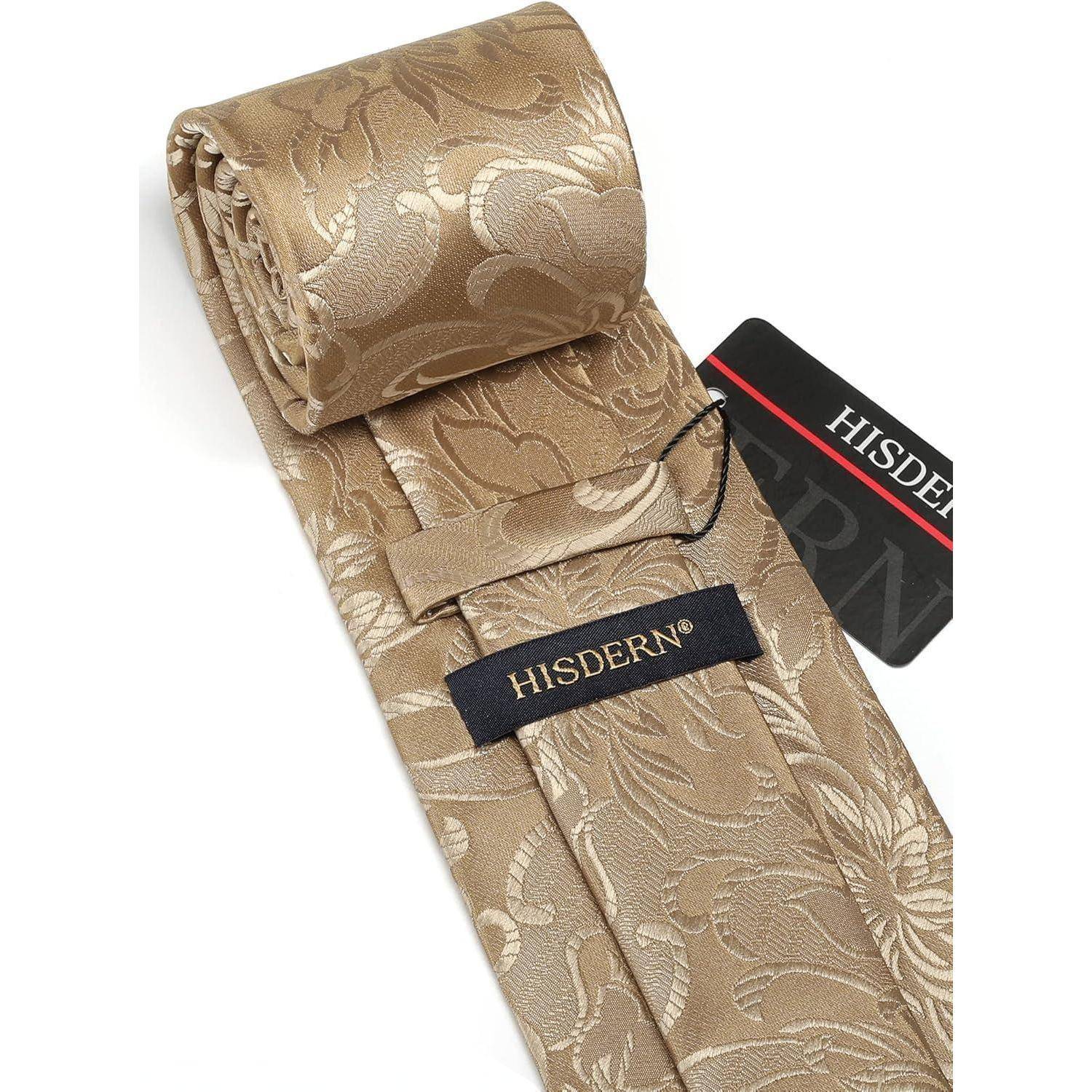 Krawatte Herren Hochzeit Paisley Einstecktuch Set Golden
