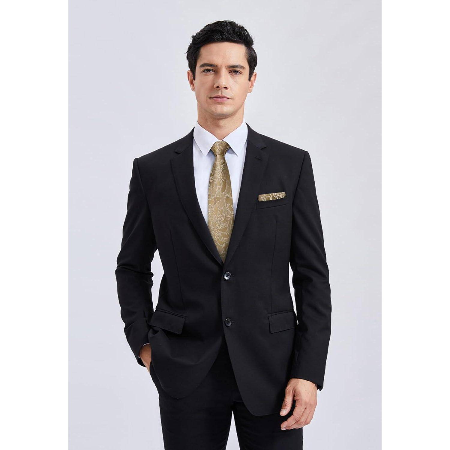Krawatte Herren Hochzeit Paisley Einstecktuch Set Golden