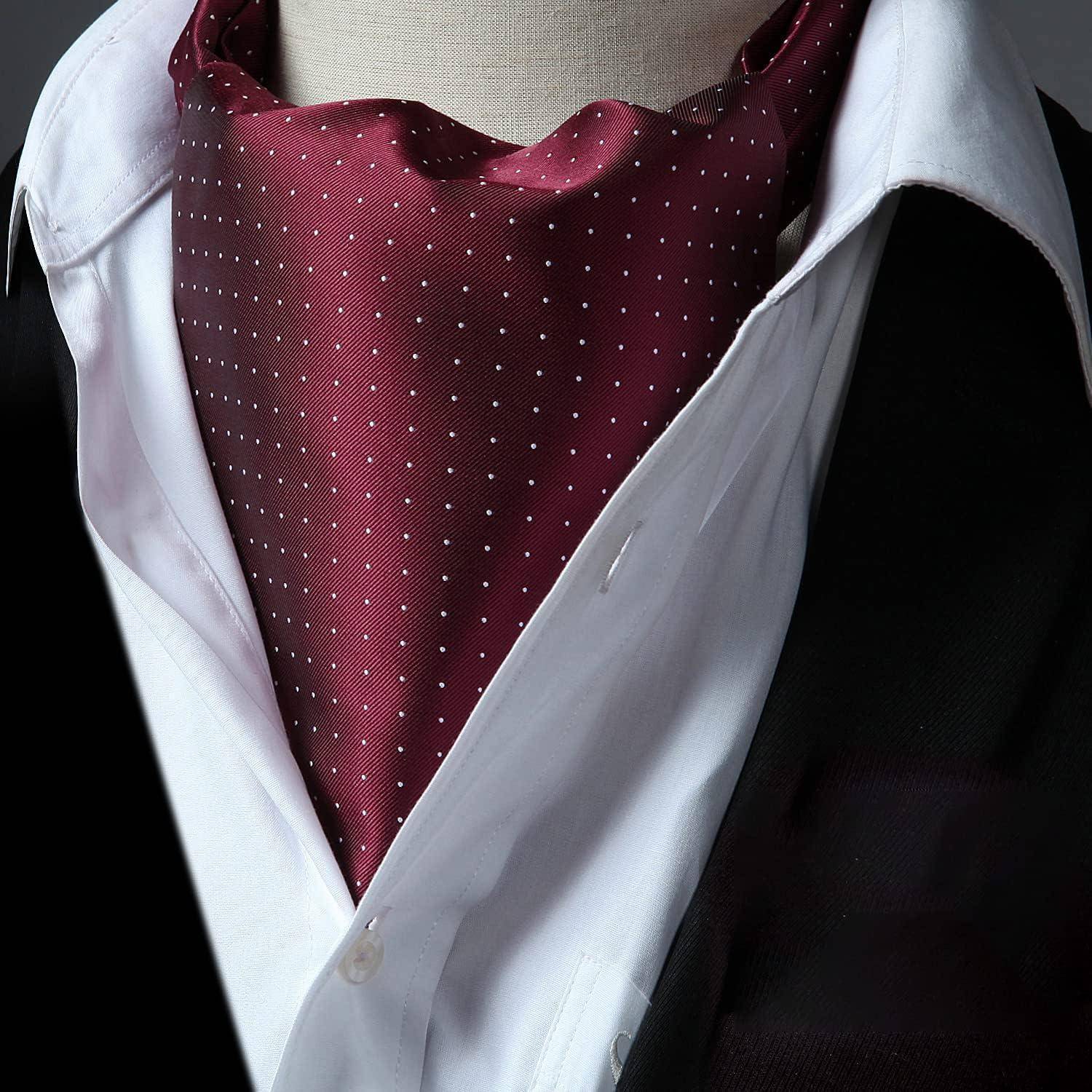 Krawattenschal Herren Ascot Halstuch Gepunktet Hochzeit Burgund-1