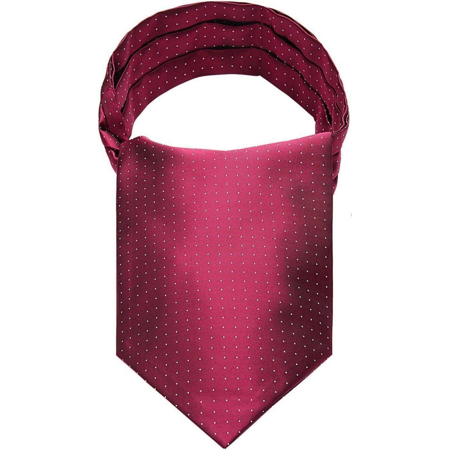 Krawattenschal Herren Ascot Halstuch Gepunktet Hochzeit Burgund-1