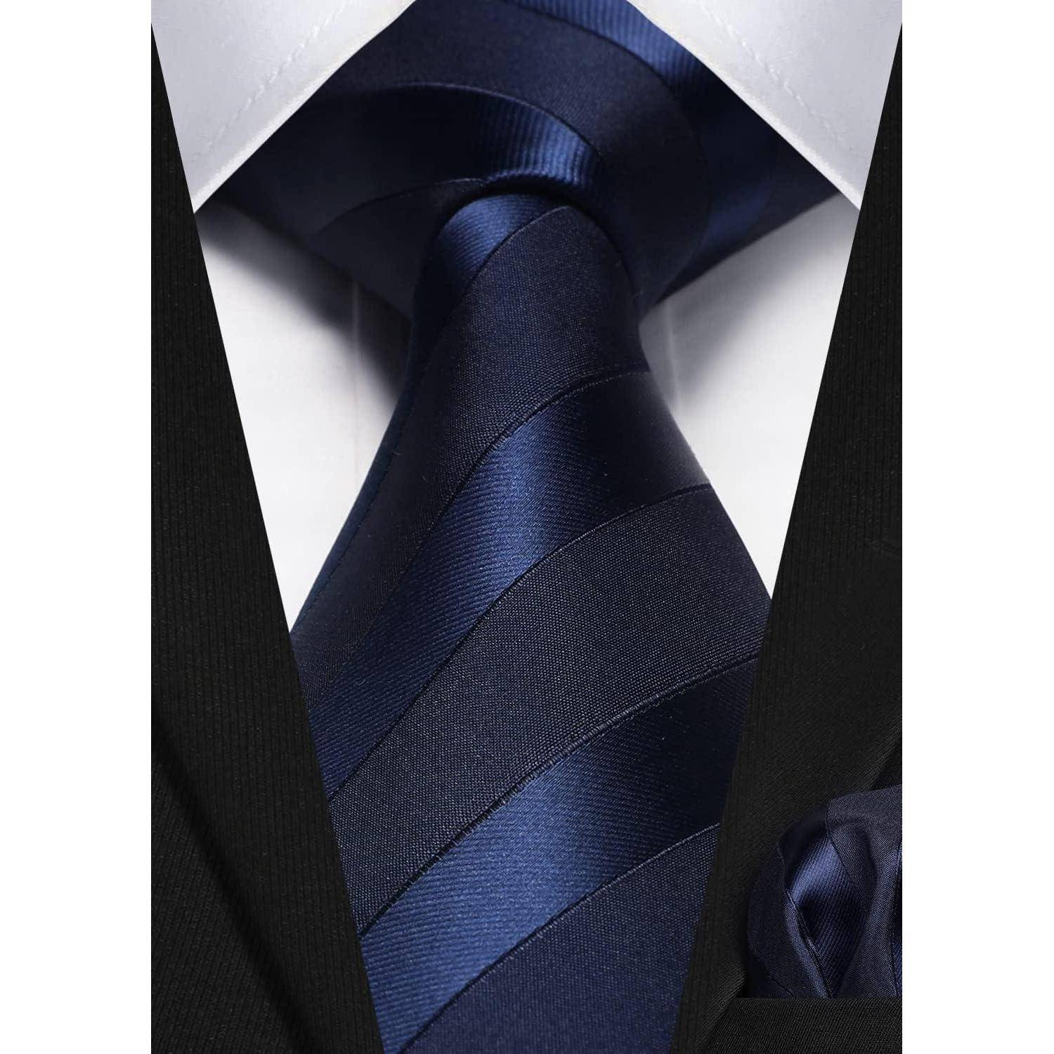 Krawatte Einstecktuch Set Herren Hochzeit Einheitsgröße Dunkelblau 4