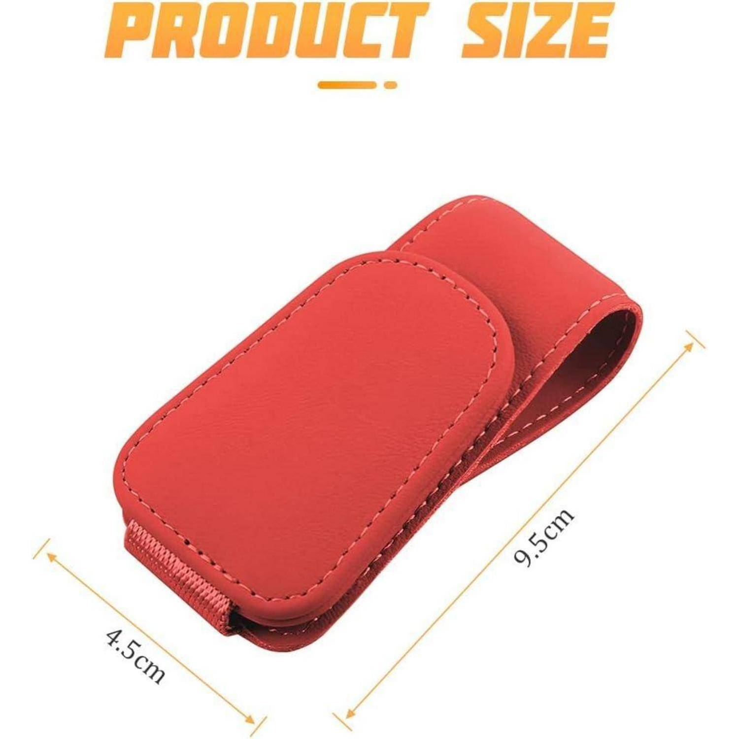 Brillenhalter Auto Sonnenblende Magnet Leder Clip Rot