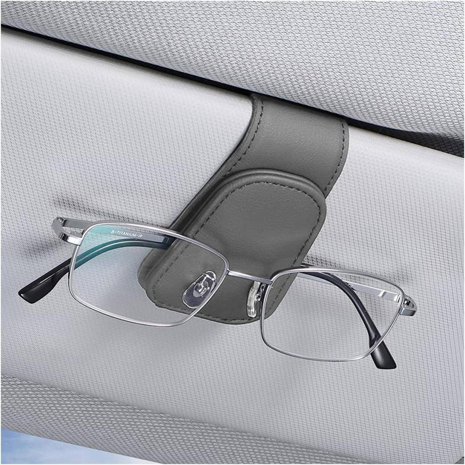 Brillenhalter Auto Sonnenblende Visier Magnet Leder Clip Grau