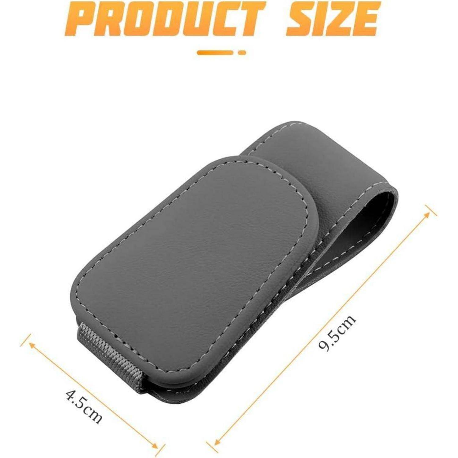 Brillenhalter Auto Sonnenblende Visier Magnet Leder Clip Grau