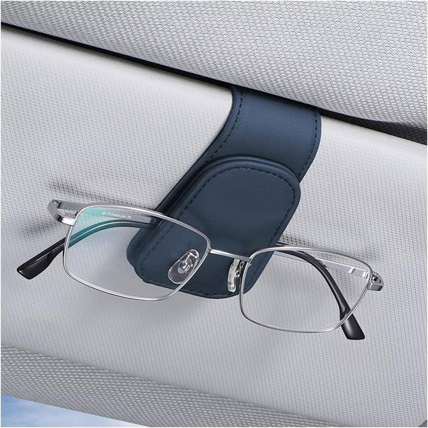 Brillenhalter Auto Sonnenblende magnetisch Leder Clip Blau