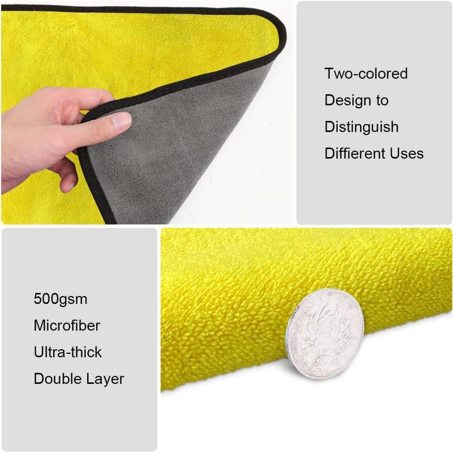 Mikrofasertücher Auto Motorrad Gelb 6 Stück 500gsm 30x40cm