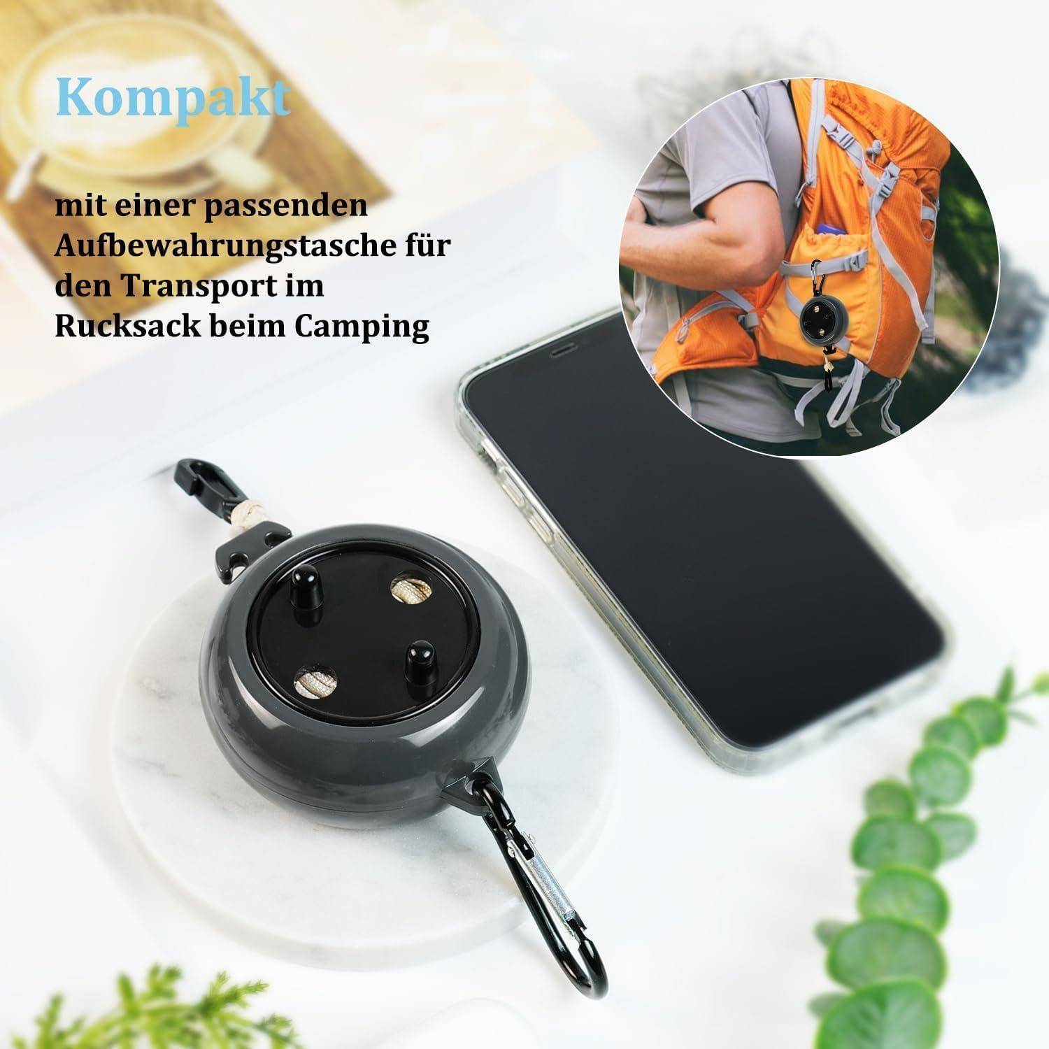 Wäscheleine ausziehbar 10m tragbar Camping Outdoor Garten Schwarz
