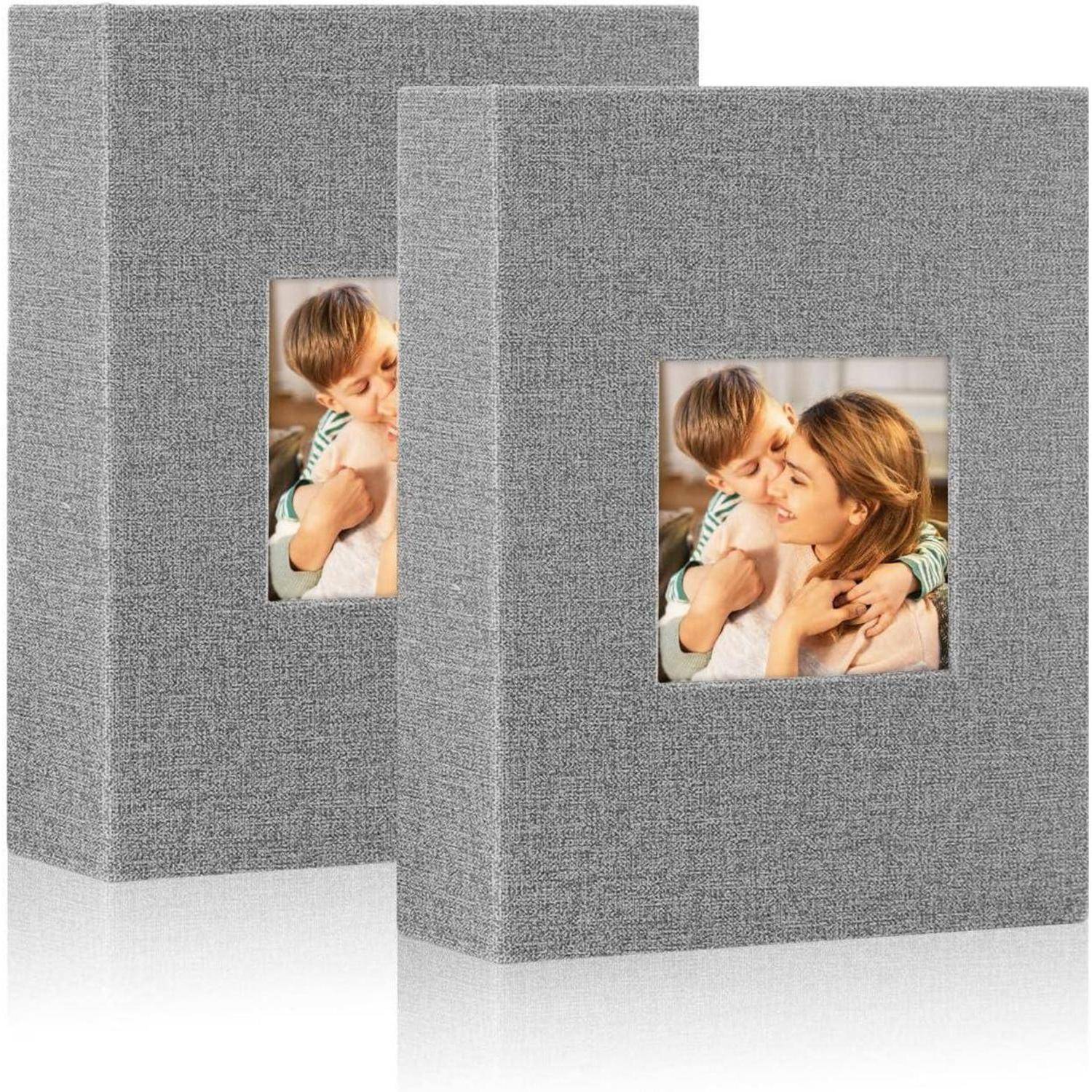 Fotoalbum 13x18 Einsteckalbum Hochformat Leinen 100 Taschen 2PK Grau