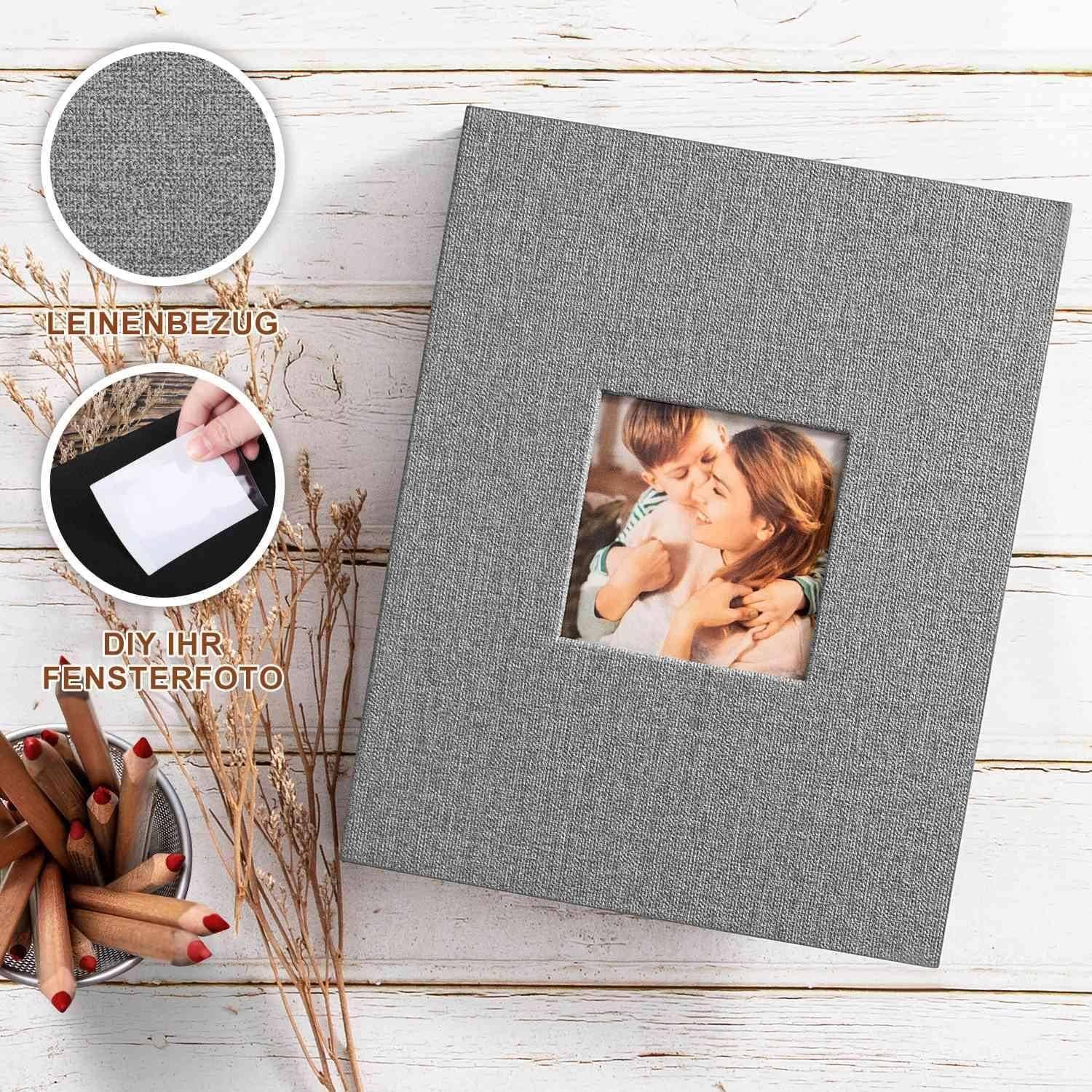 Fotoalbum 13x18 Einsteckalbum Hochformat Leinen 100 Taschen 2PK Grau