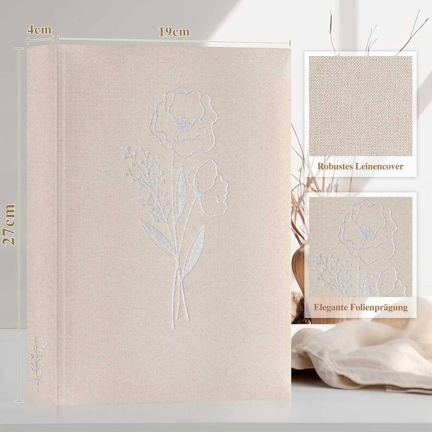 Fotoalbum Leinen Pergamin Einkleben 10x15cm 27x19cm 60 Seiten Beige