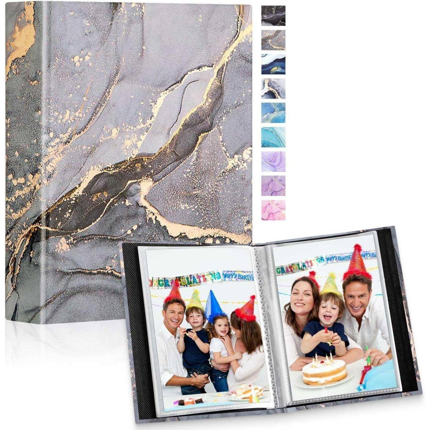Fotoalbum 10x15cm Einsteckalbum 50 Fotos 2 Stück Graues Gold