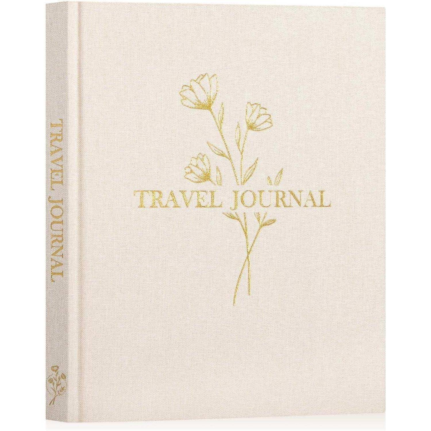 Reisetagebuch Notizbuch 110 Seiten Leinen Geschenk Englisch Beige