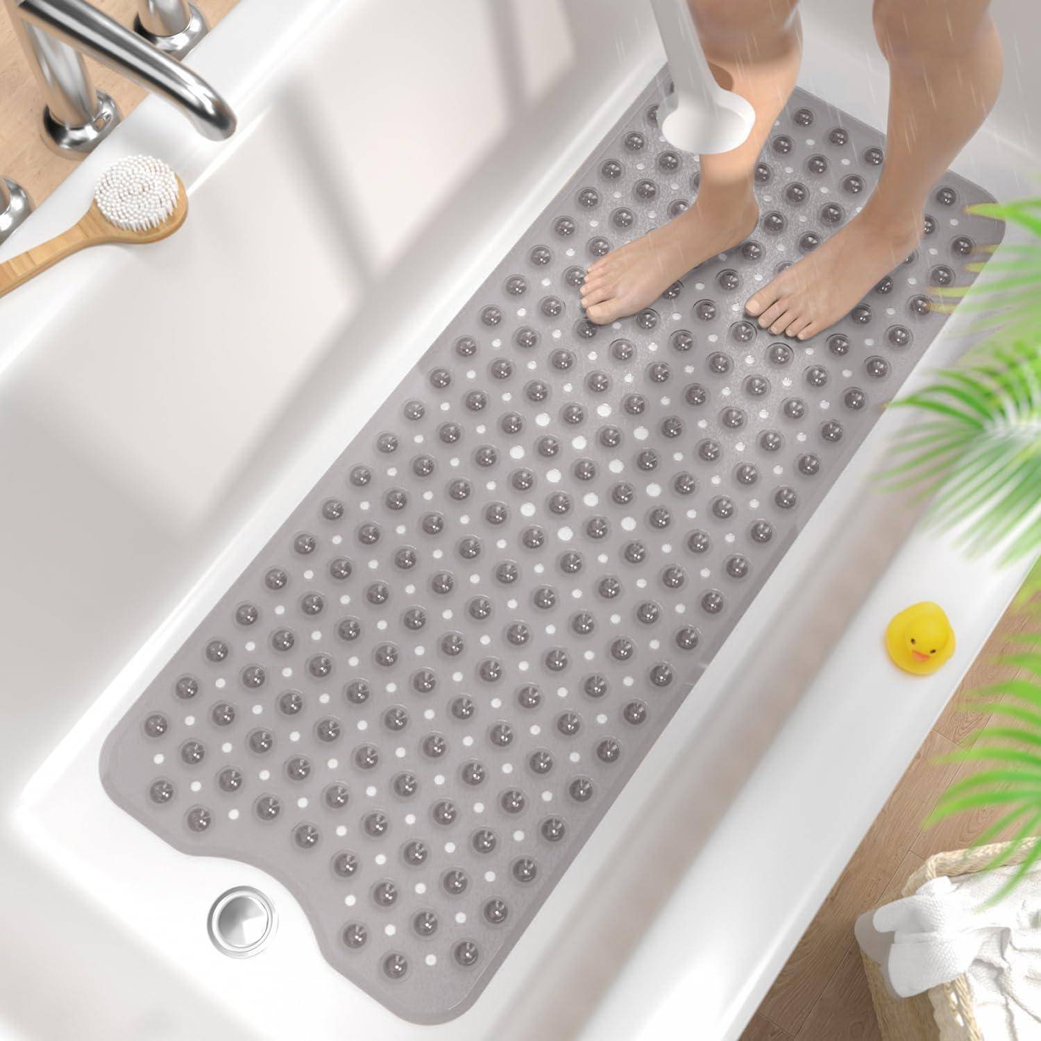 Badewannenmatte rutschfest 101x40cm BPAfrei waschbar Grau