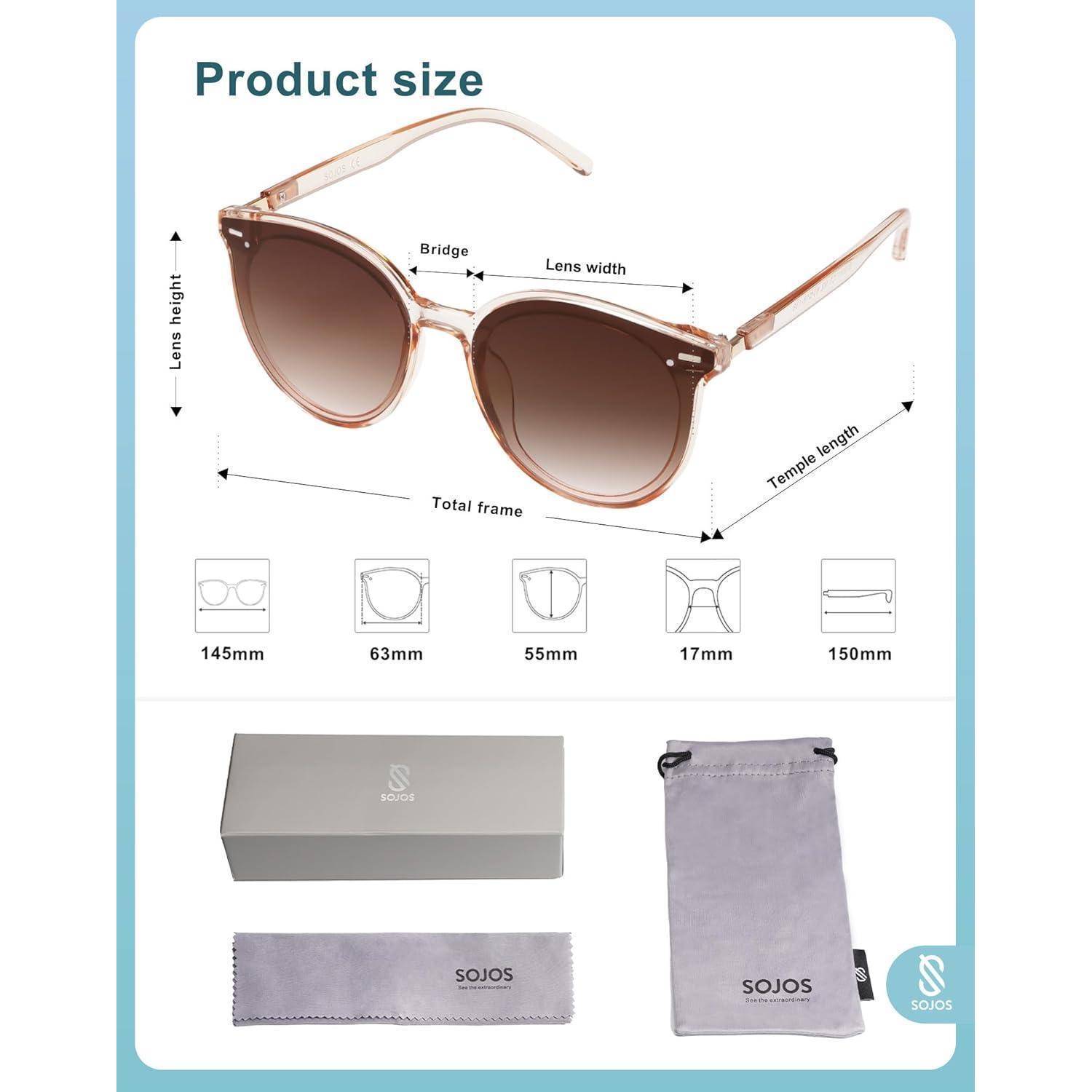 Sonnenbrille Runde Retro Damen Herren SJ2067 Braun Rahmen Braun Linse