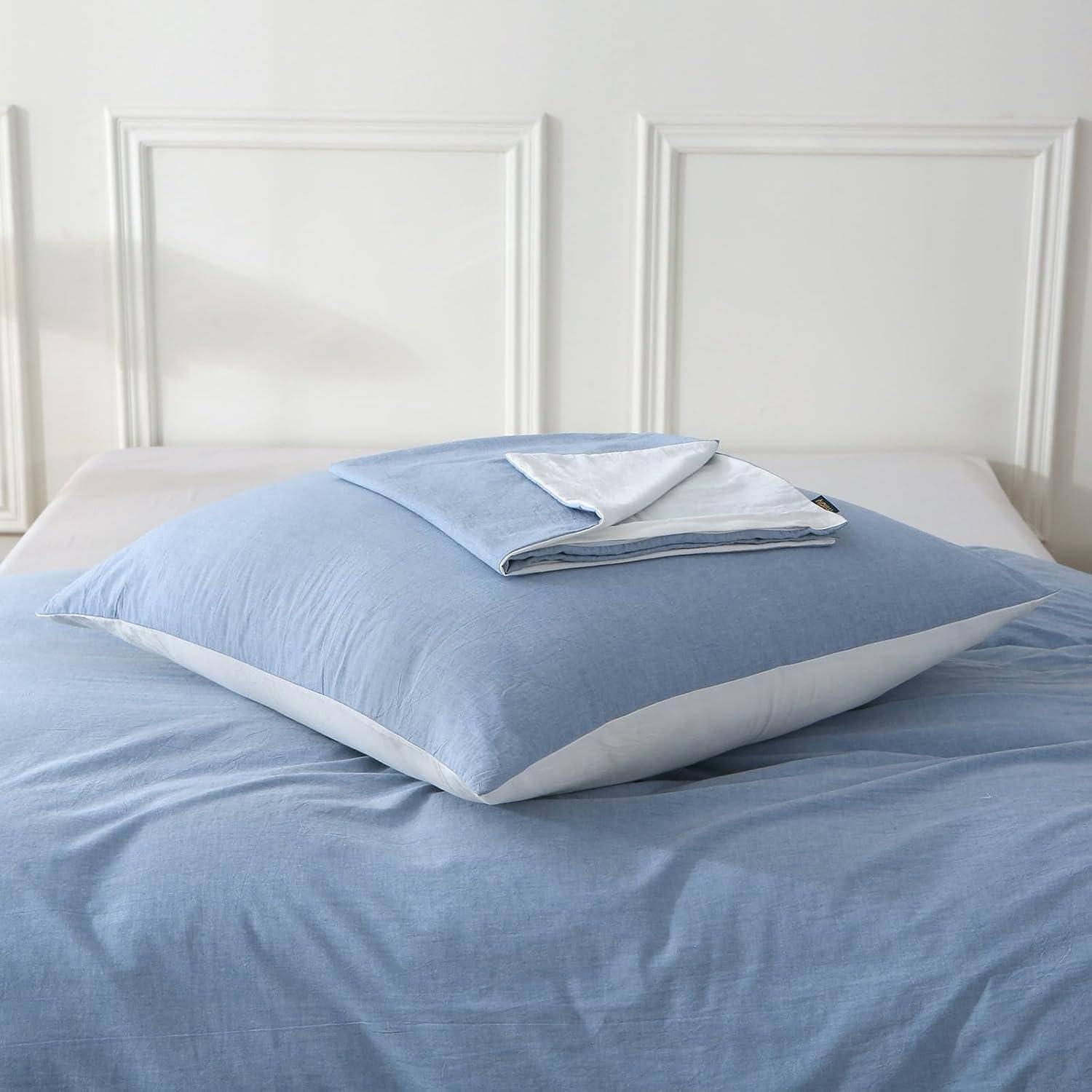 Kissenbezug 40x80 Baumwolle Reißverschluss Haiya Blau 2tlg. 40*80cm