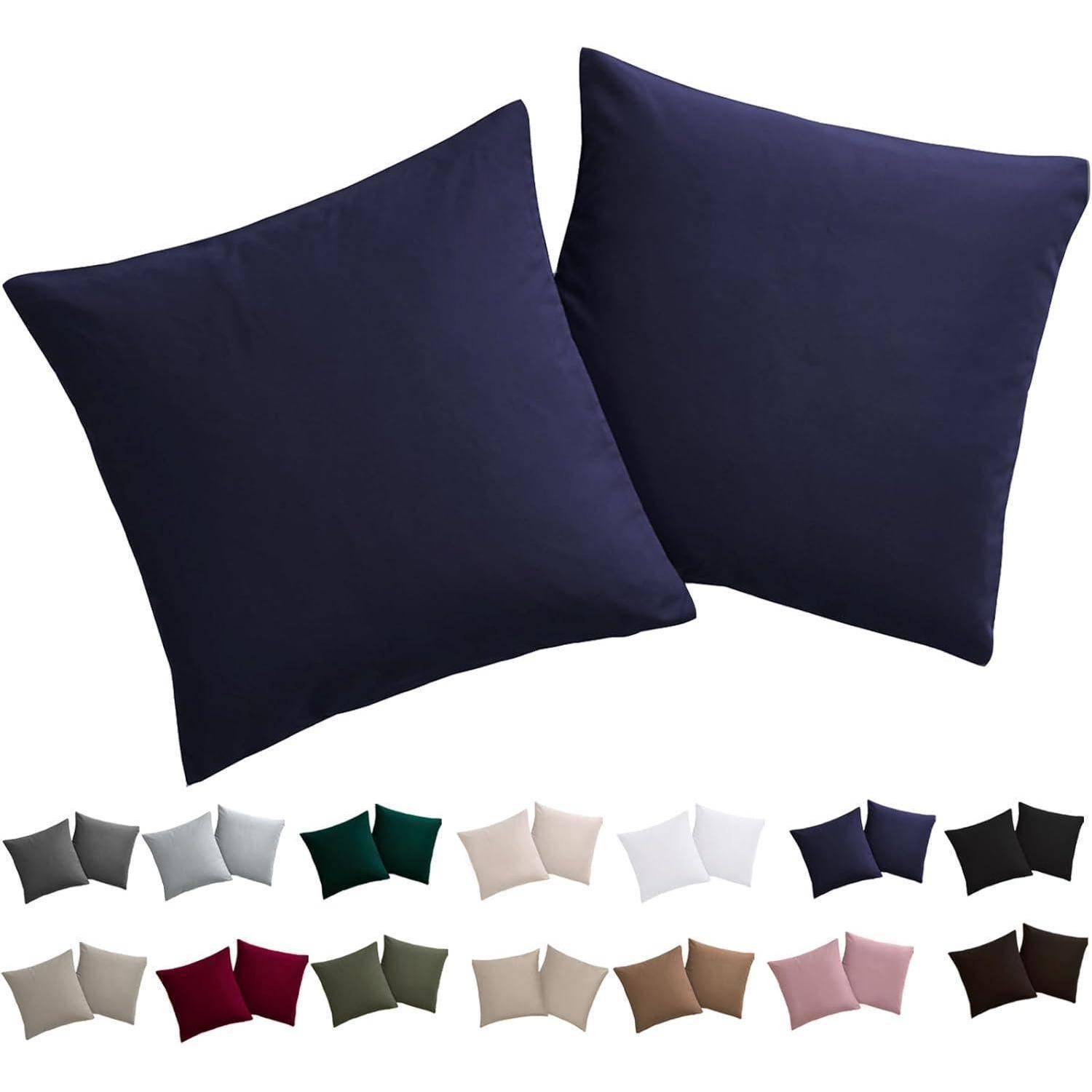 Kissenbezug Mikrofaser Reißverschluss 40 x 40 cm 2 Stück Marineblau