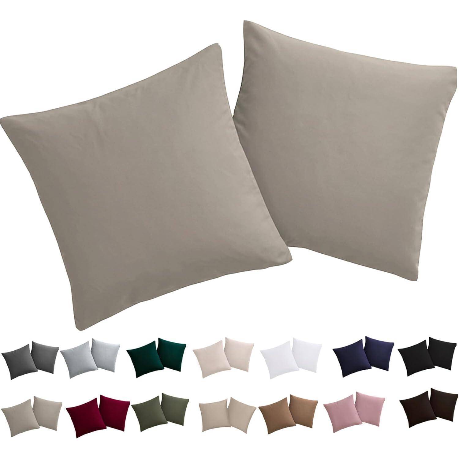 Kissenbezug Mikrofaser Reißverschluss 40 x 40 cm 2 Stück Taupe