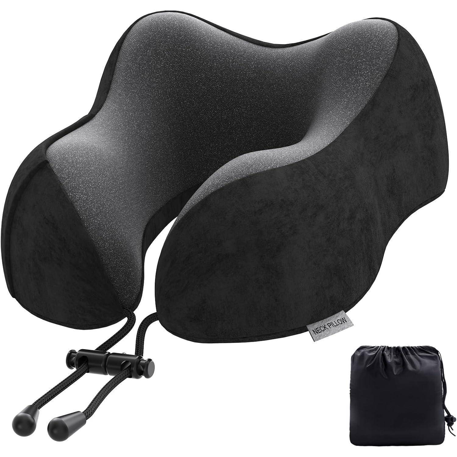 Nackenkissen Flugzeug Reisekissen Memoryfoam Auto Camping Schwarz