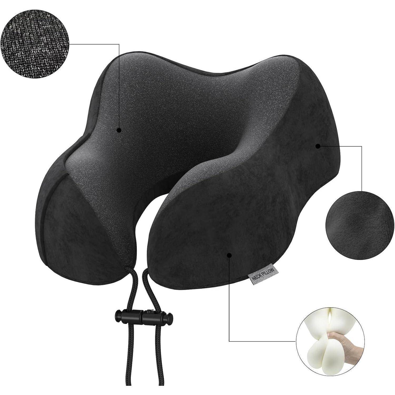 Nackenkissen Flugzeug Reisekissen Memoryfoam Auto Camping Schwarz