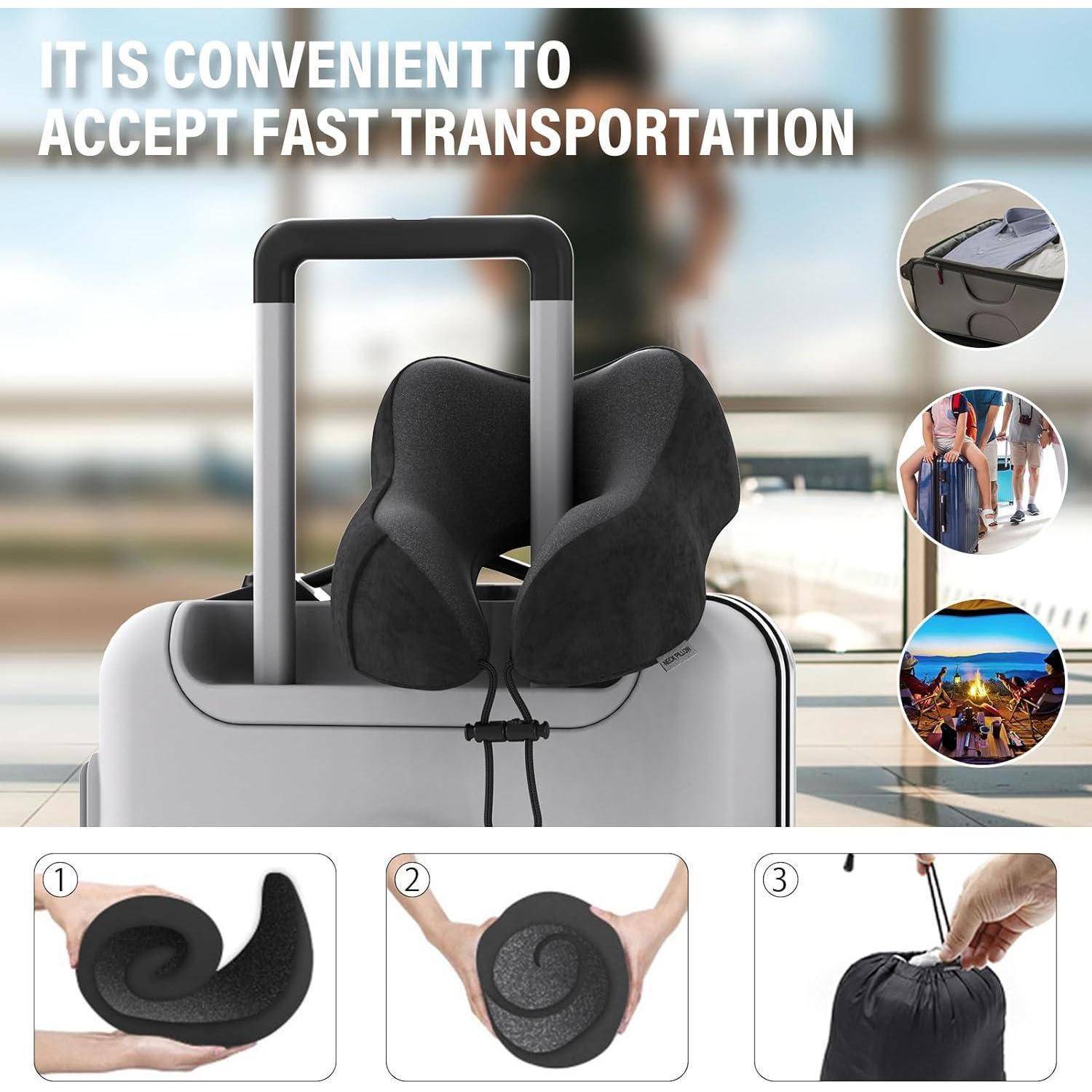 Nackenkissen Flugzeug Reisekissen Memoryfoam Auto Camping Schwarz