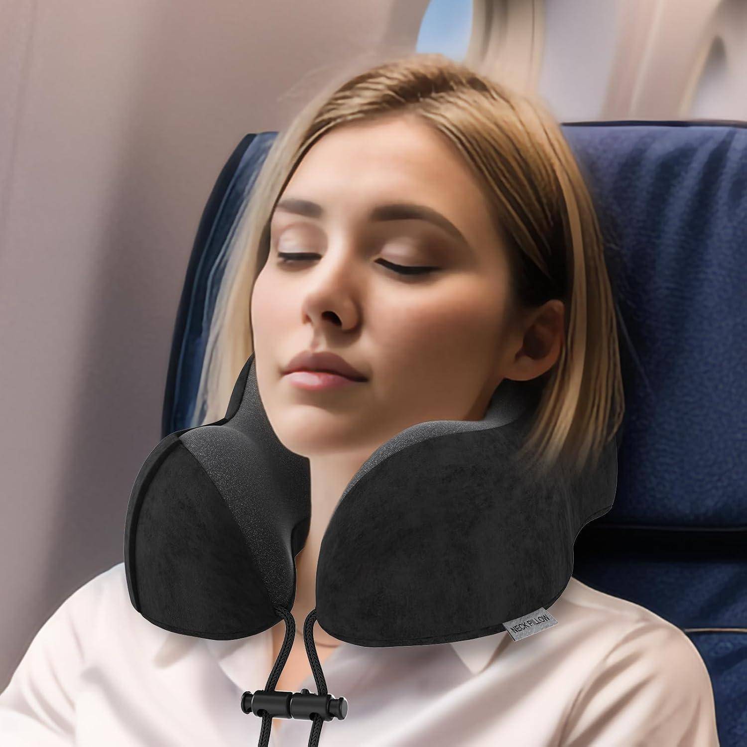 Nackenkissen Flugzeug Reisekissen Memoryfoam Auto Camping Schwarz