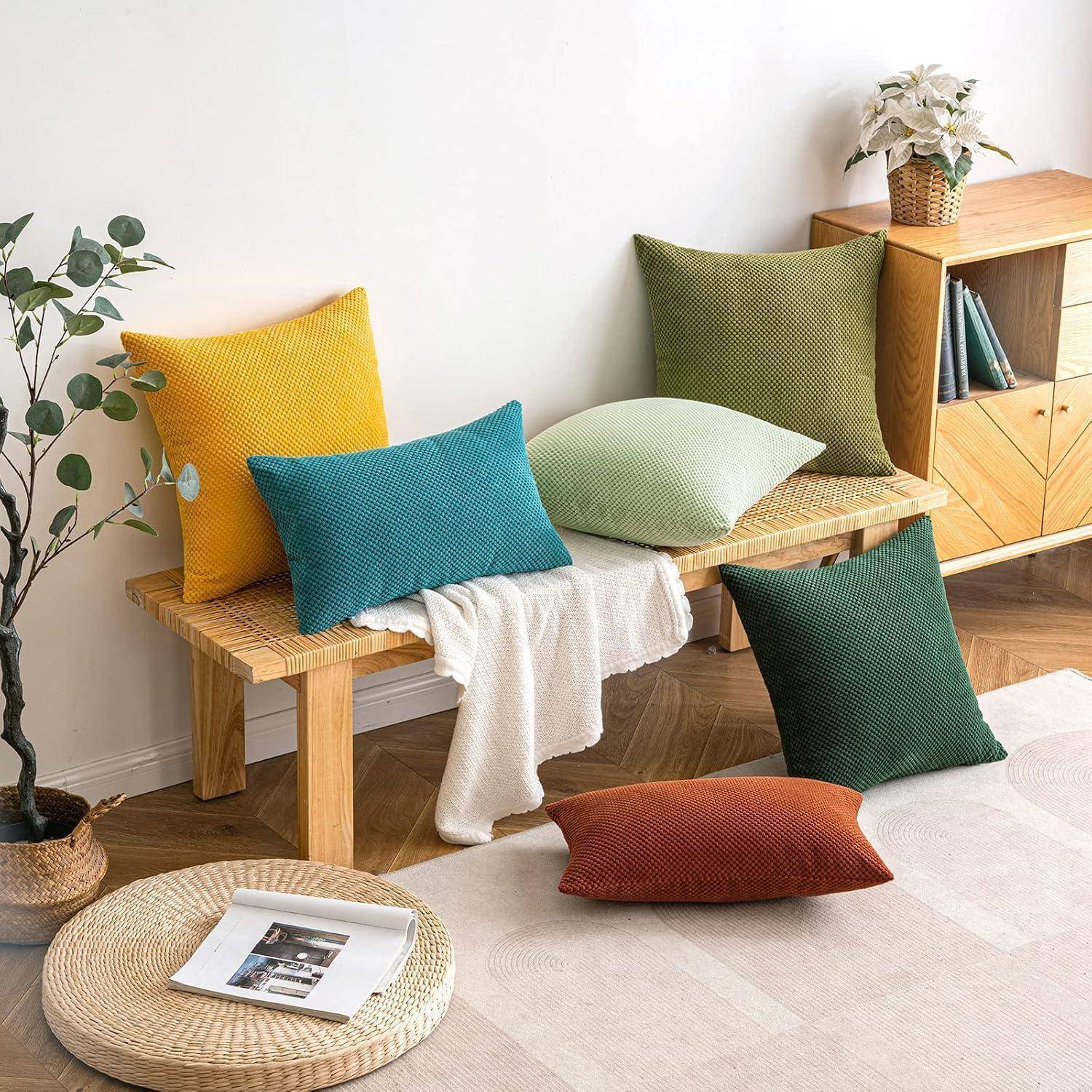 Kissenbezug Kordsamt Dekokissen Sofa 45 x 45 cm 2 Stück Seeblau