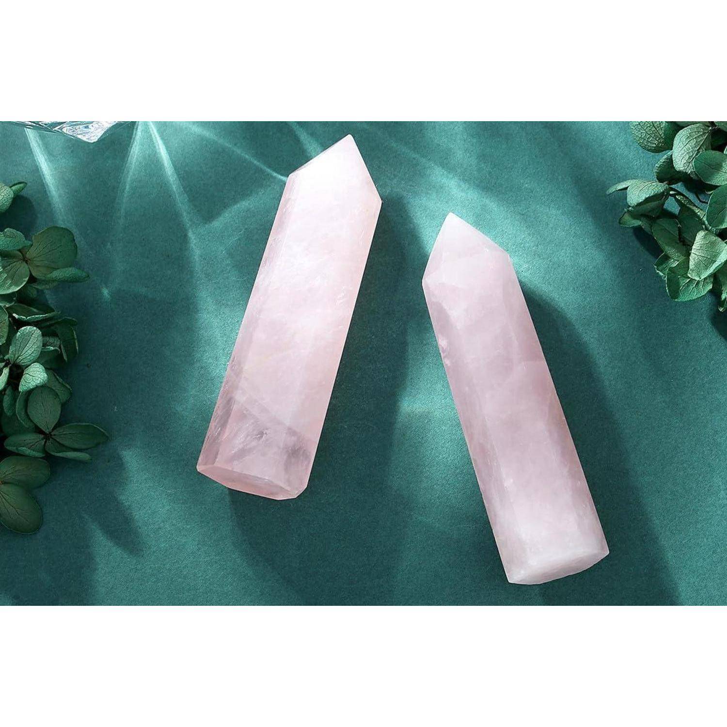 Rosenquarz Turm Edelstein Kristall Stab Meditation 4 Zoll Rosenquarz